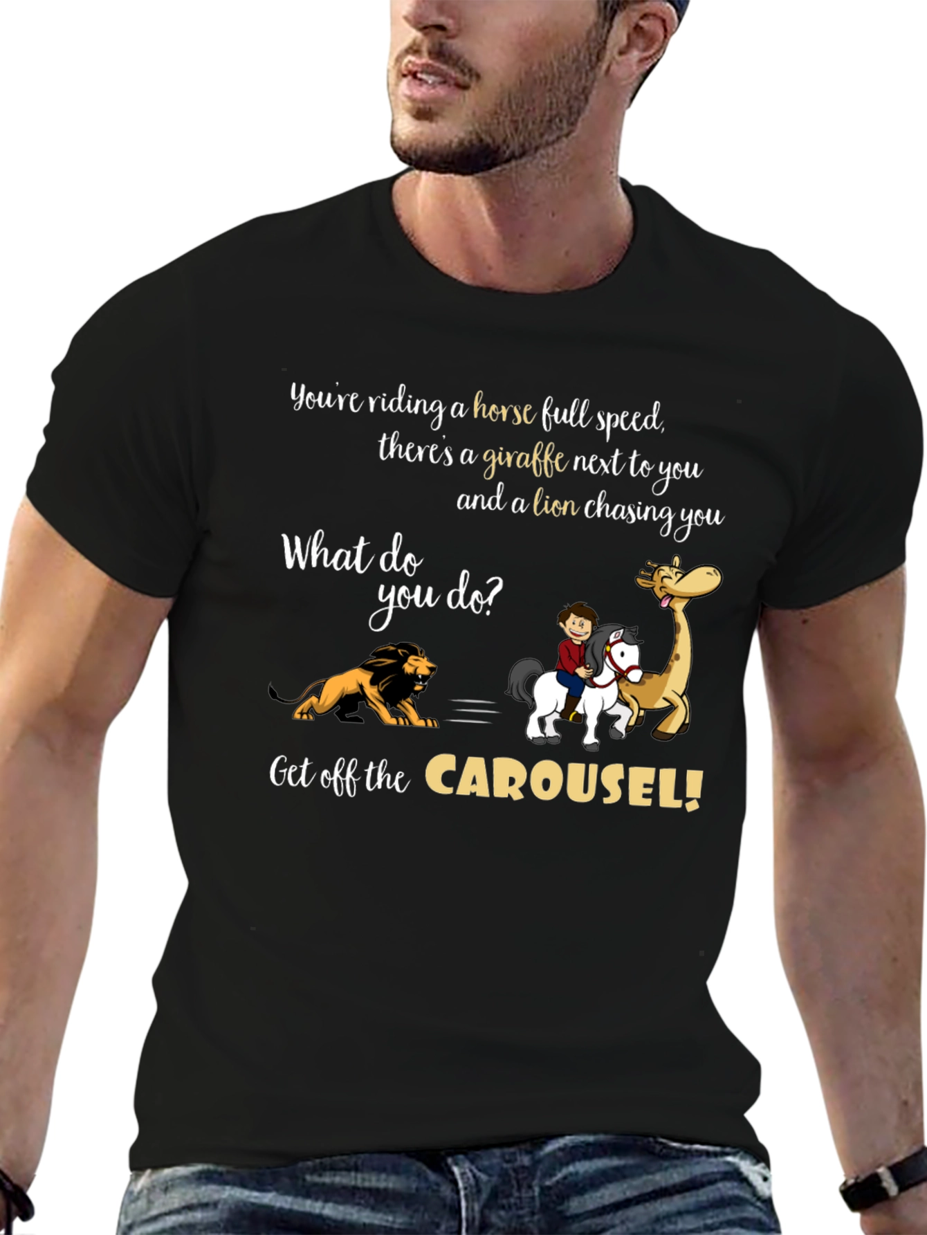 Carousel Horse Giraffe Lion T-Shirt