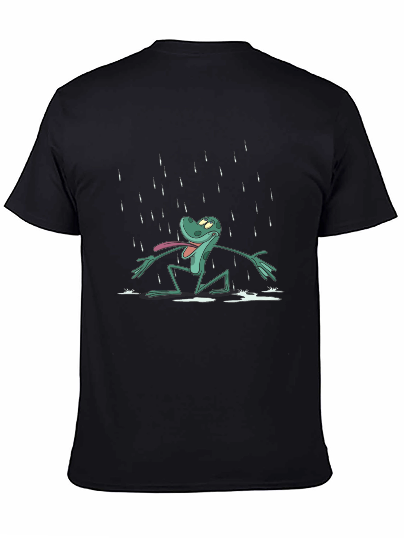 Frog in Rain Black T-Shirt