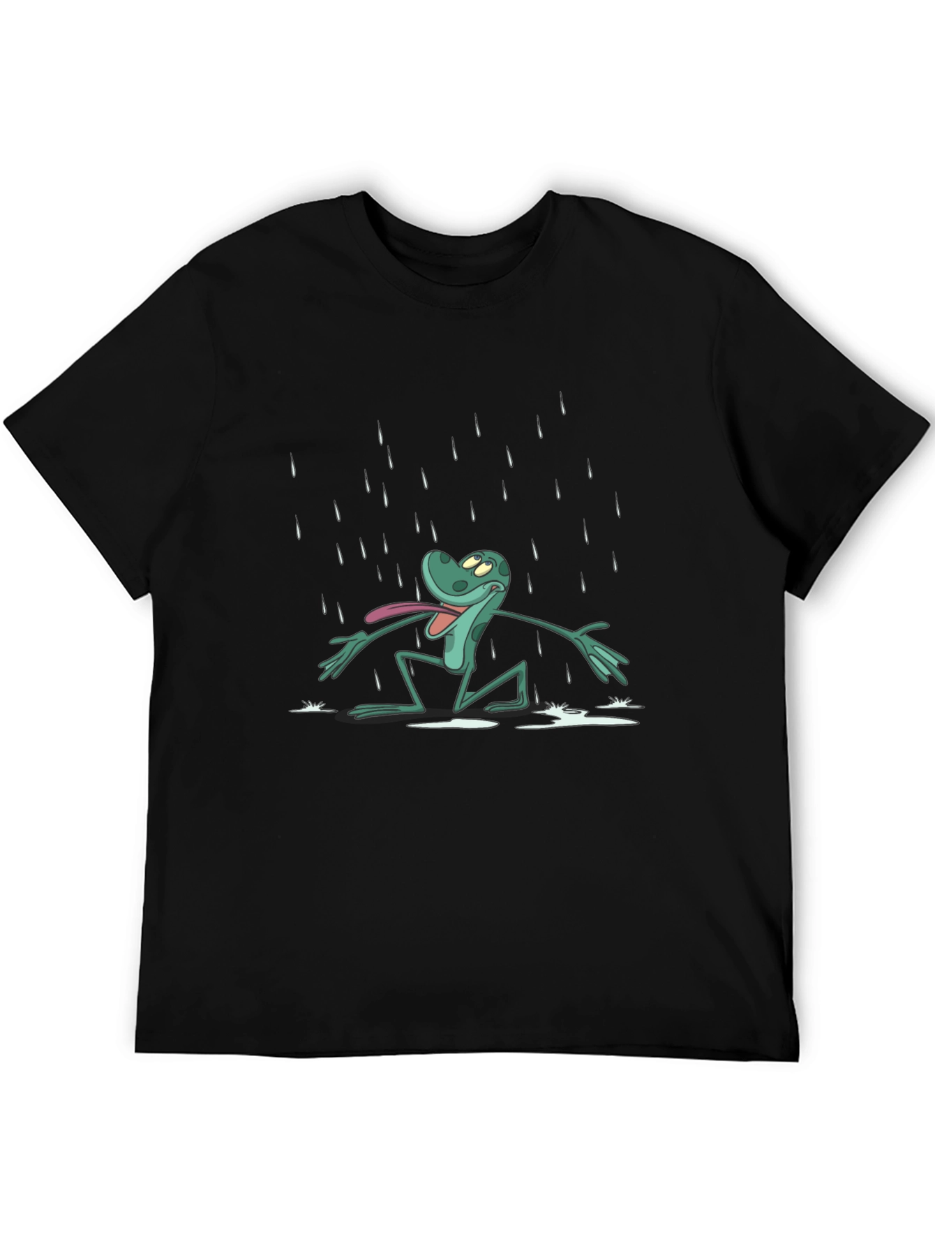Frog in Rain Black T-Shirt