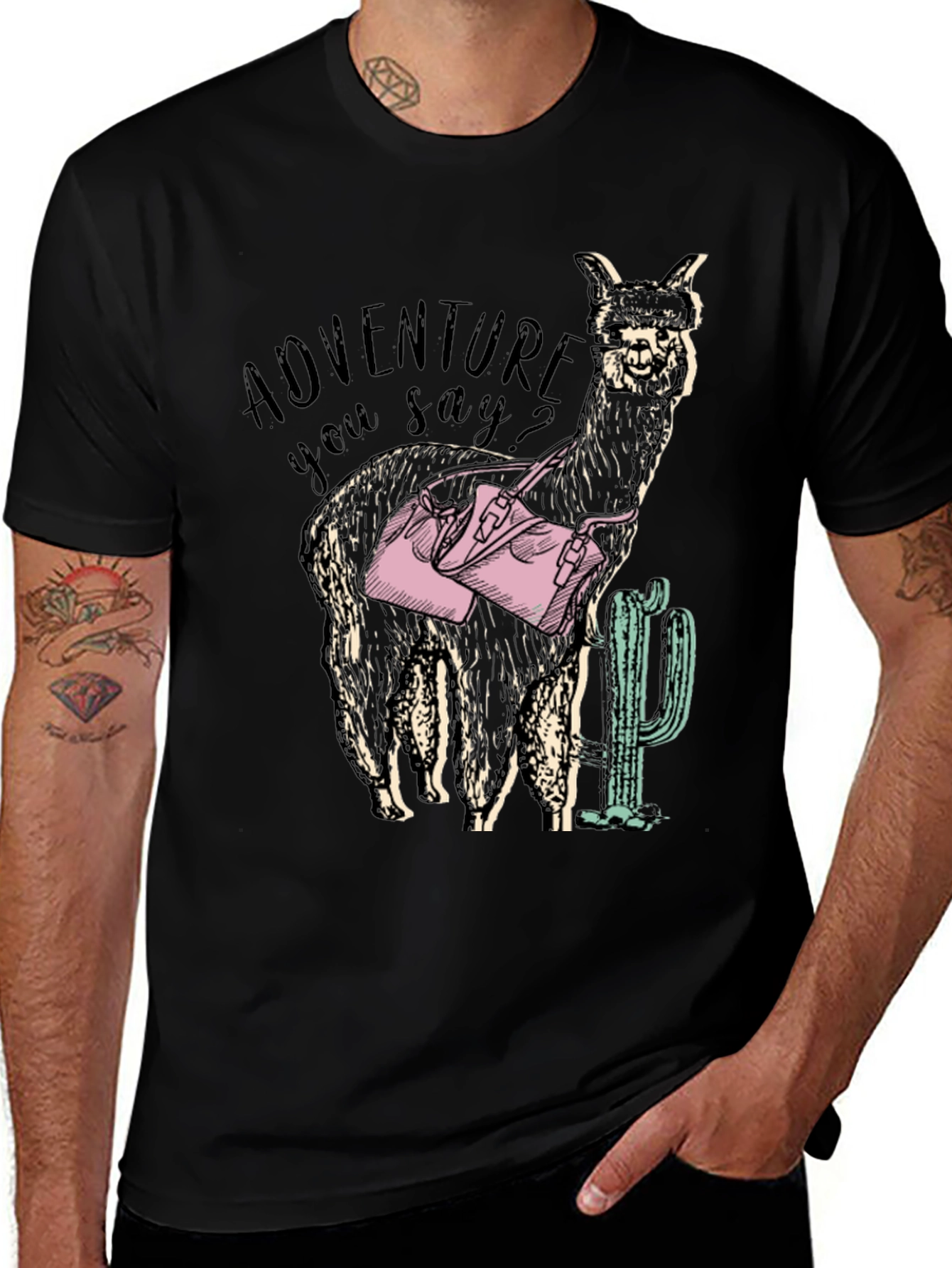 Adventure Alpaca Graphic Tee - Novelty Design