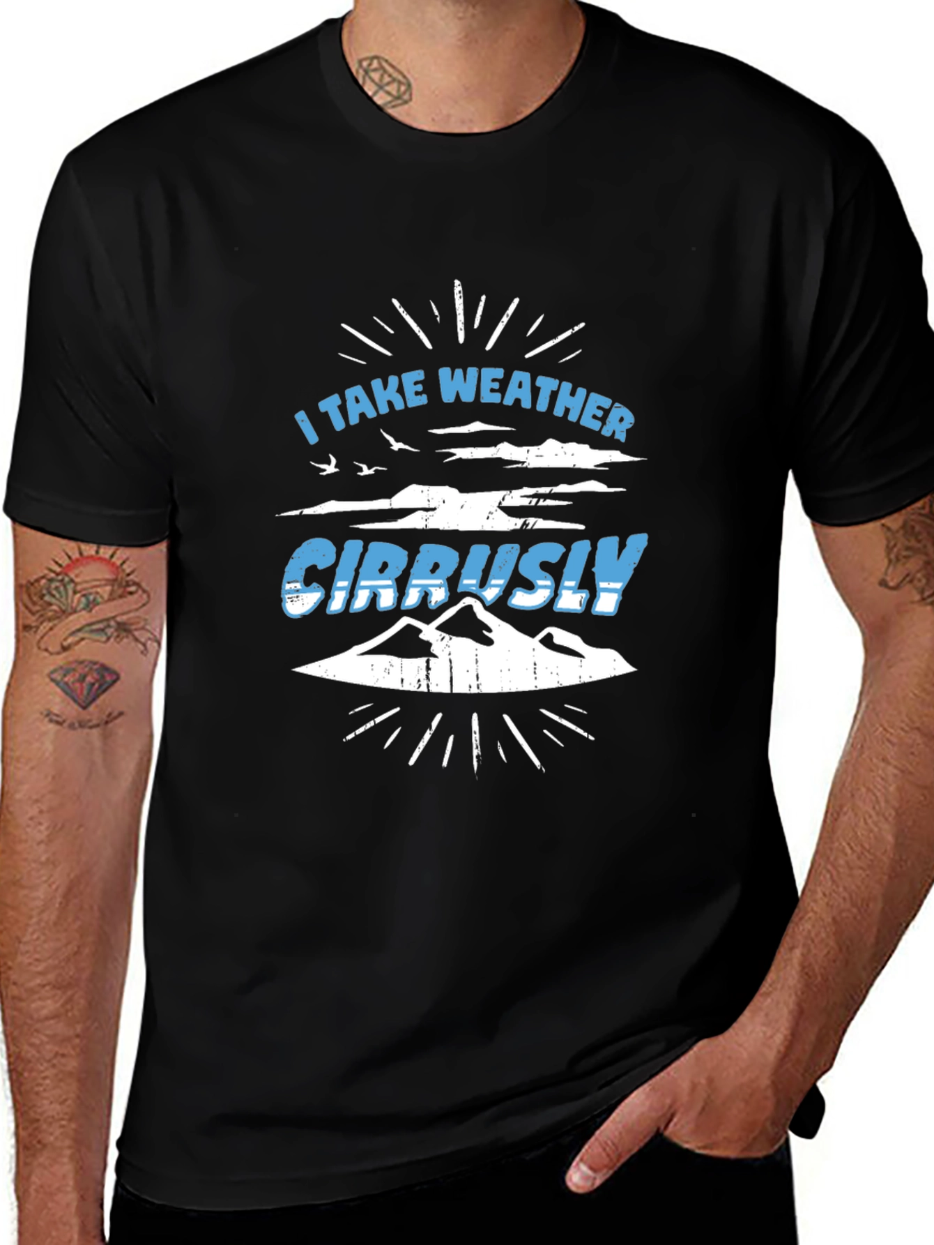 Weather Puns Black T-Shirt - Cirrusly