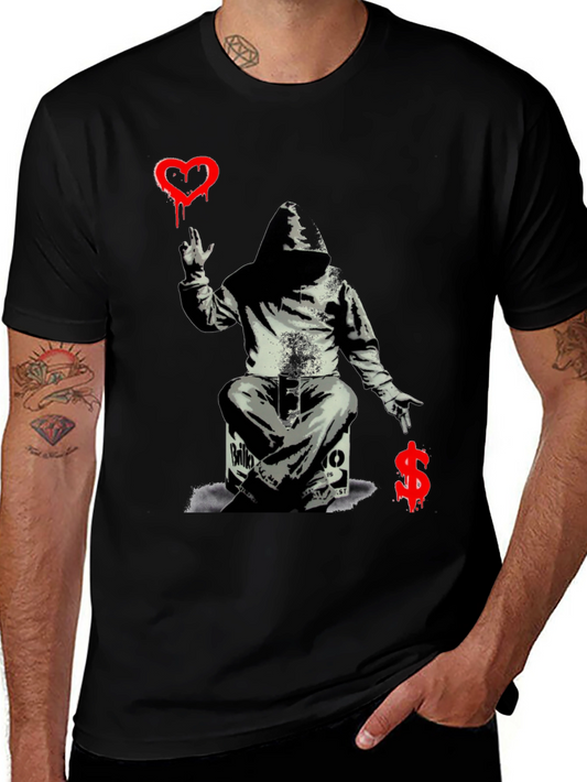 Banksy Inspired Graphic Tee: Love vs. Money