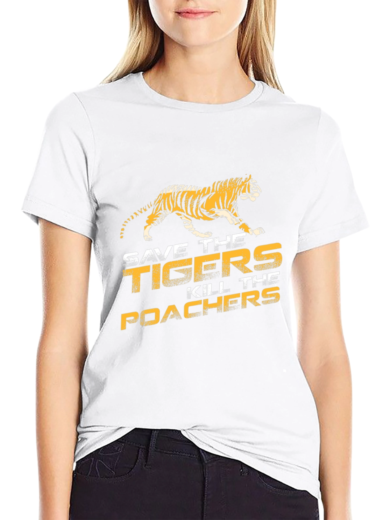 Save The Tigers Graphic Tee - Black Cotton T-Shirt