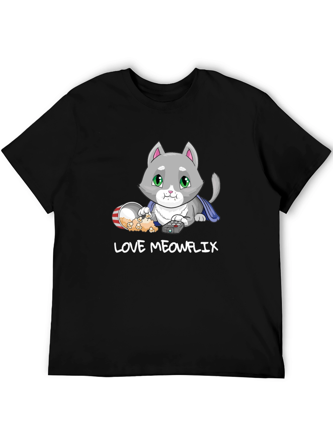 Love Meowflix Black T-Shirt - Cat Lover Tee