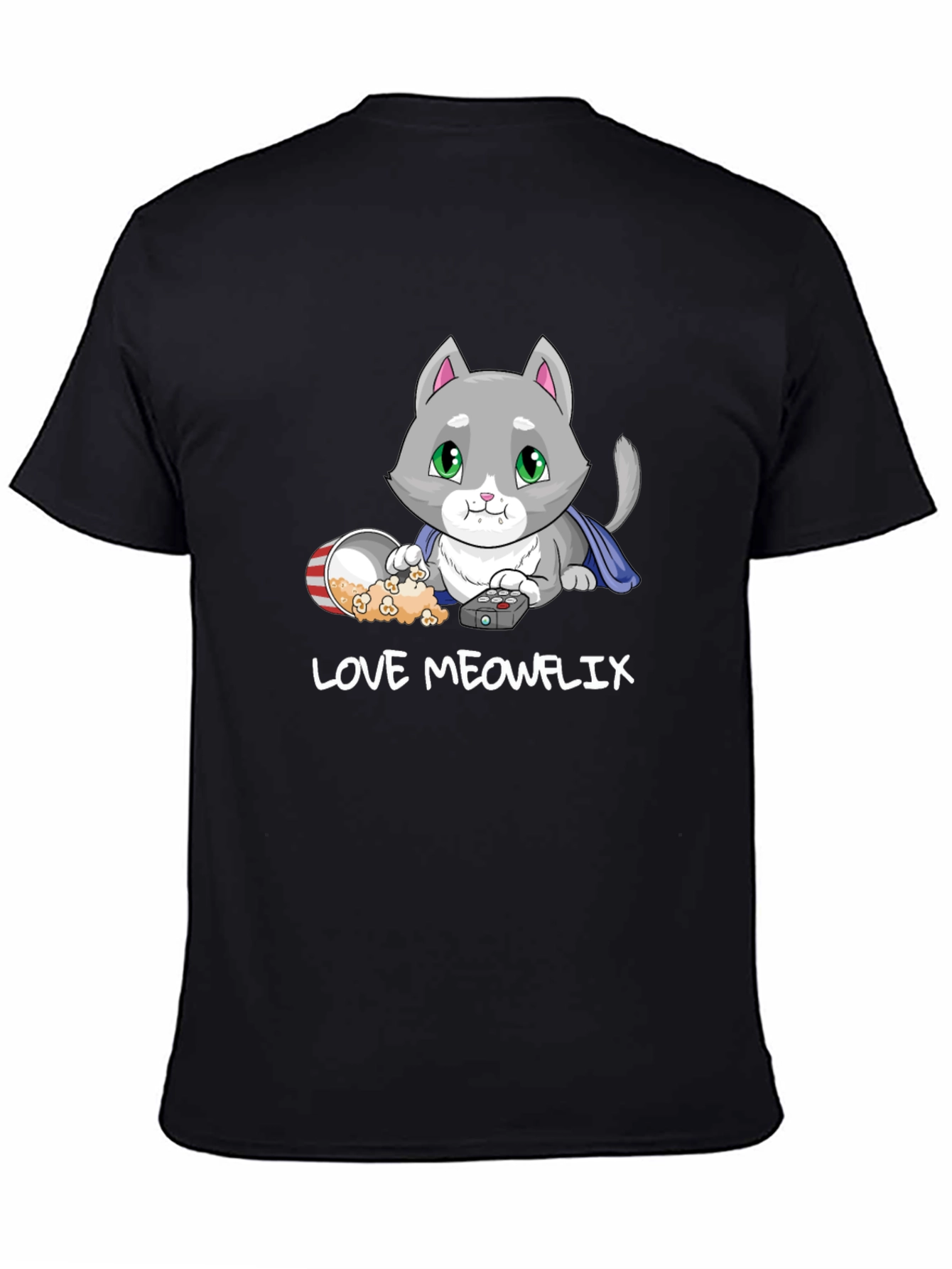 Love Meowflix Black T-Shirt - Cat Lover Tee