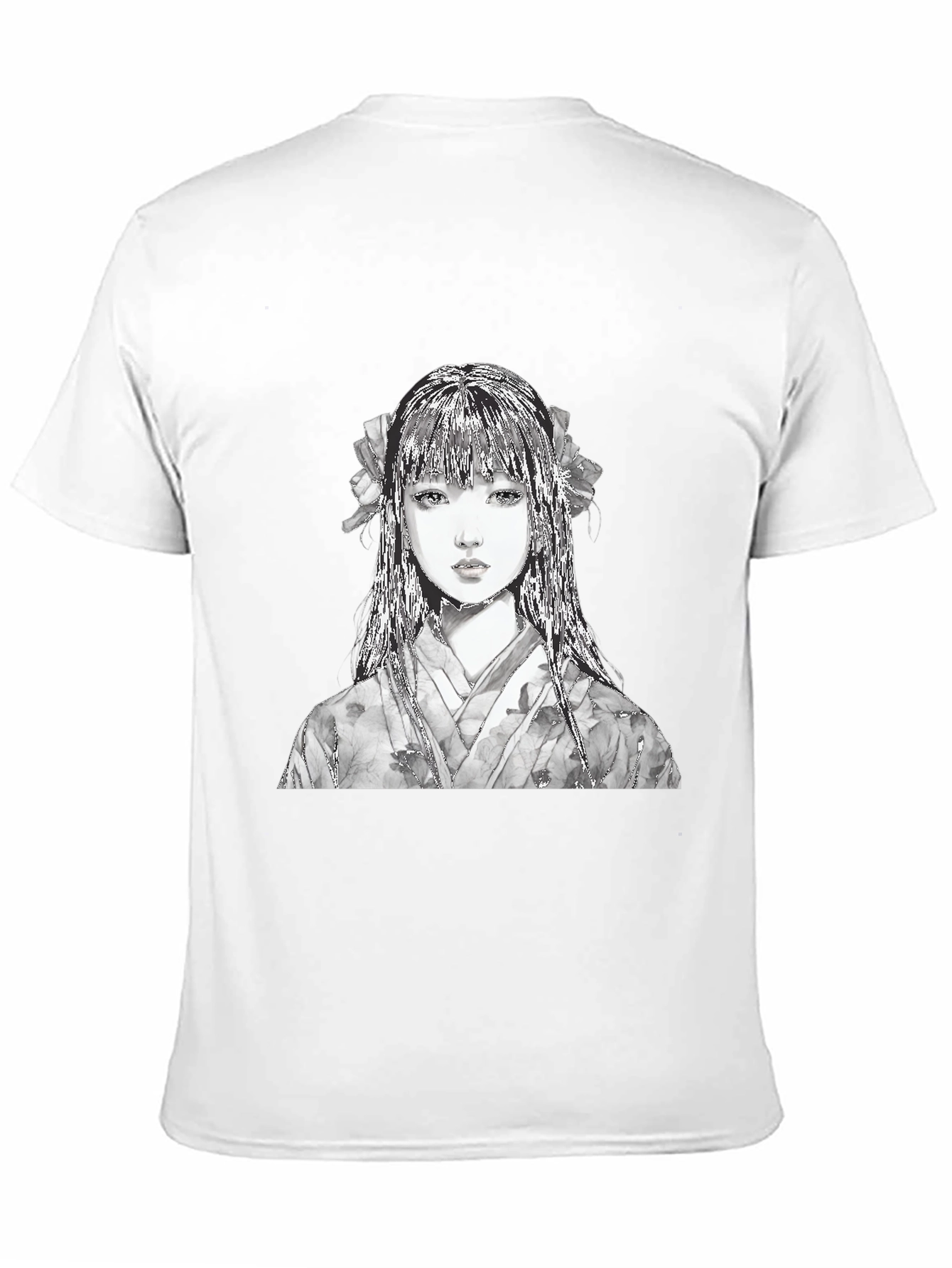 Anime Girl Portrait Black T-Shirt