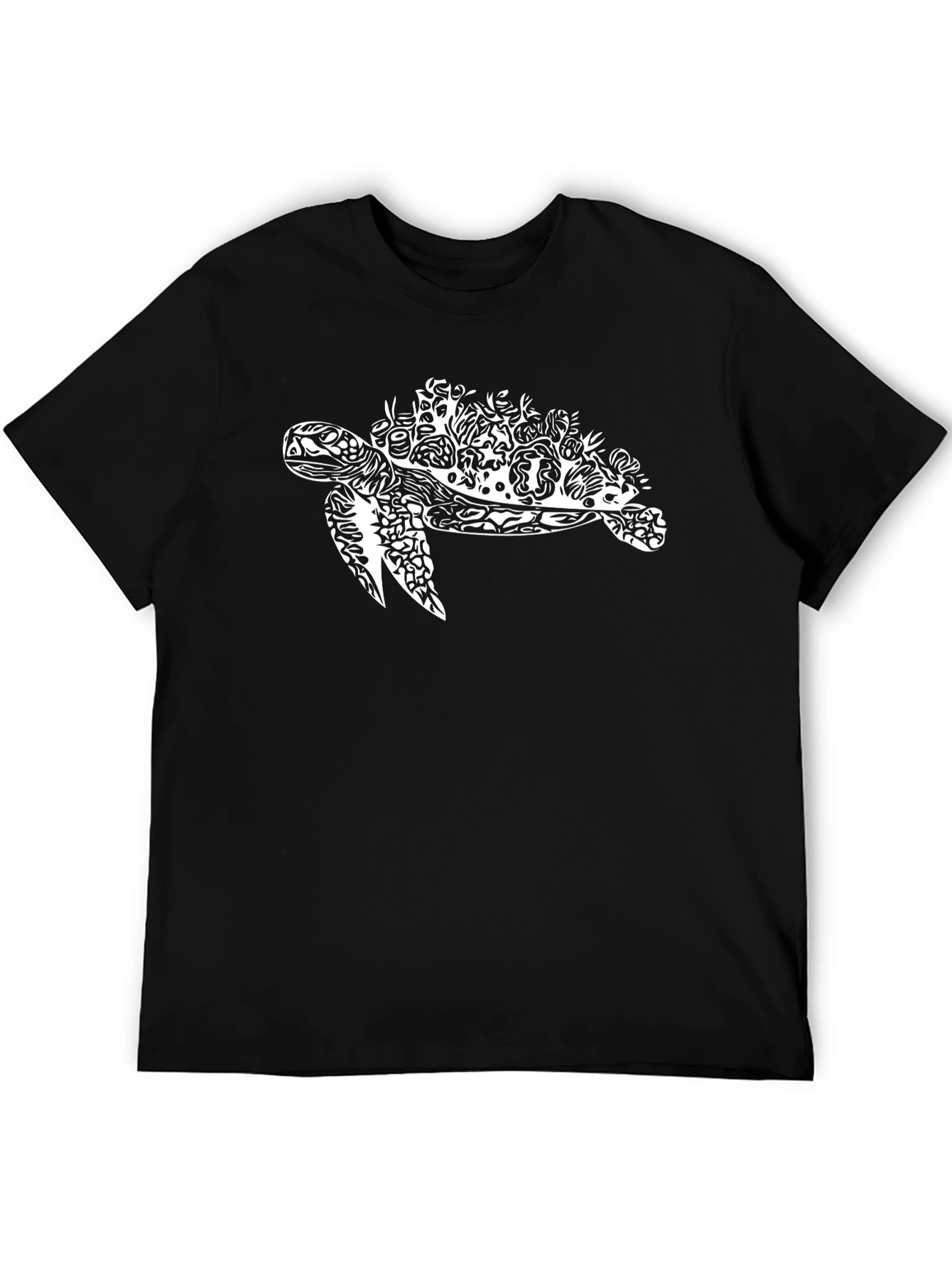 Sea Turtle Graphic Print Black T-Shirt