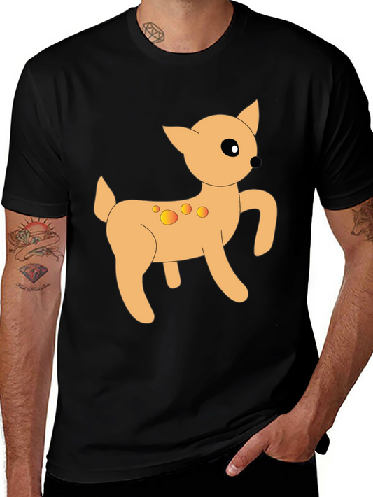 Cartoon Deer Graphic Tee - Stylish Black T-Shirt