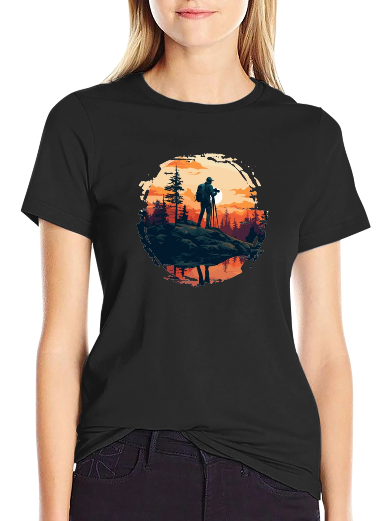 Photographer Nature Scene Black Tee