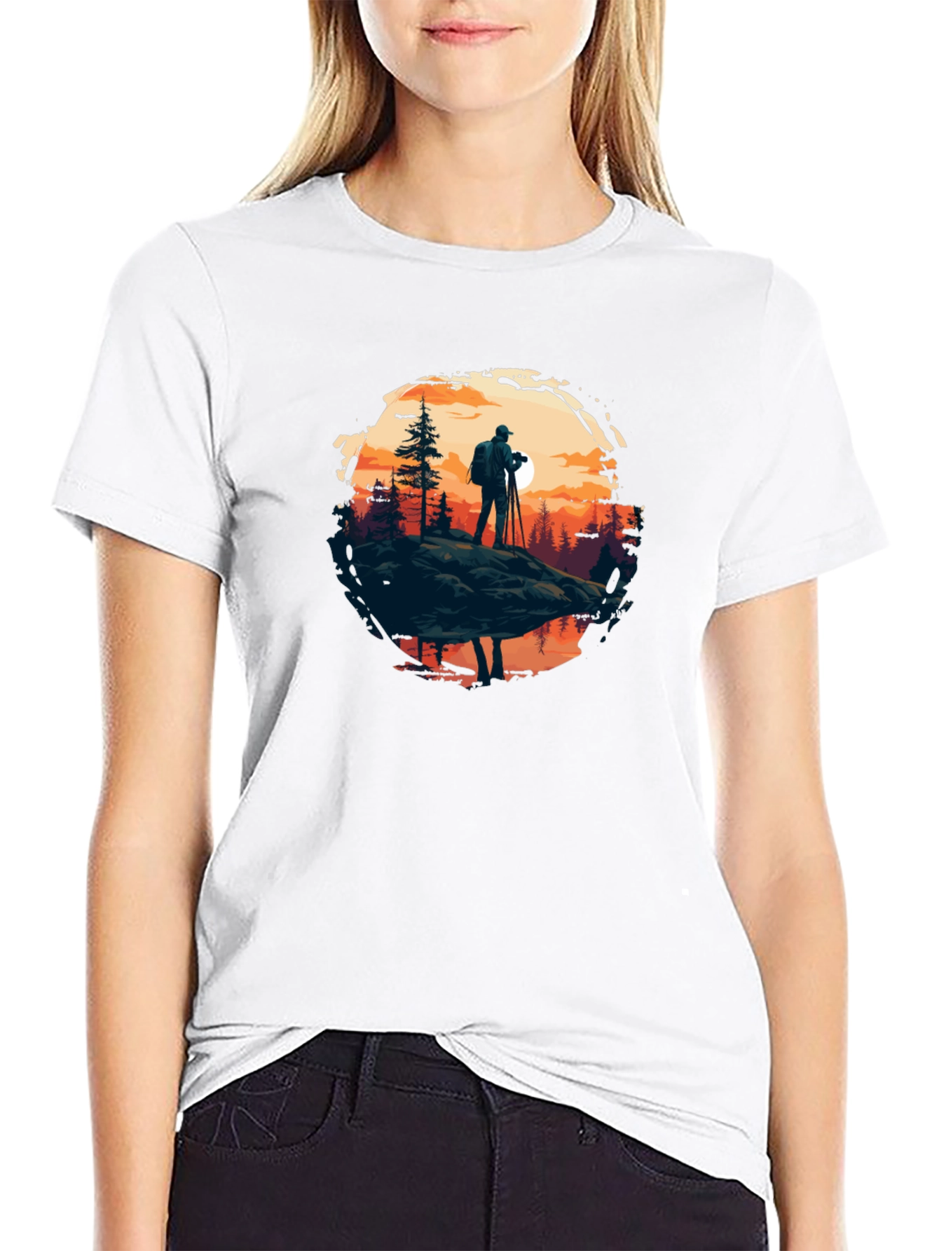 Photographer Nature Scene Black Tee