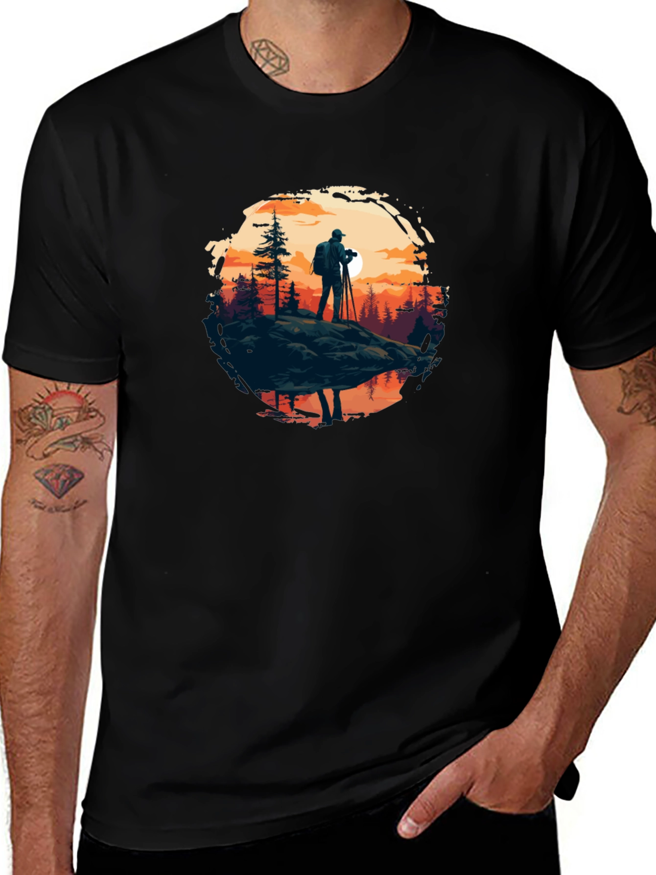 Photographer Nature Scene Black Tee