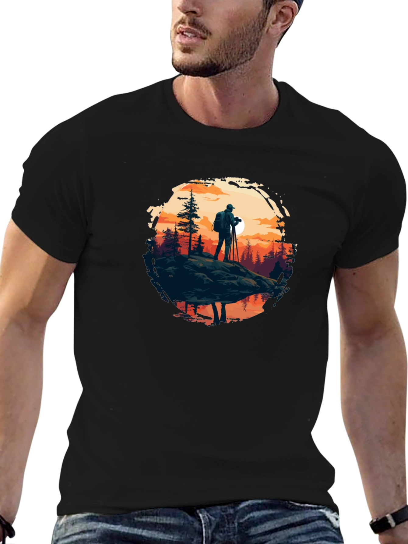 Photographer Nature Scene Black Tee