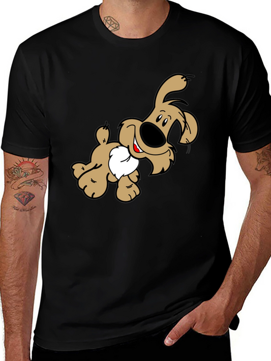 Cartoon Dog Graphic Print Black T-Shirt