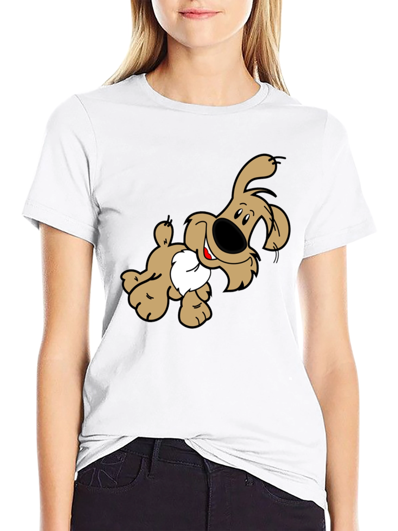 Cartoon Dog Graphic Print Black T-Shirt