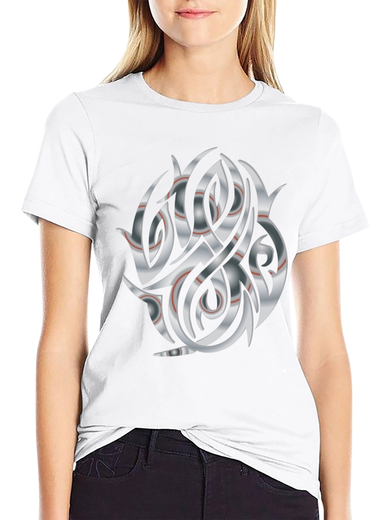 Abstract Tribal Graphic Black Tee