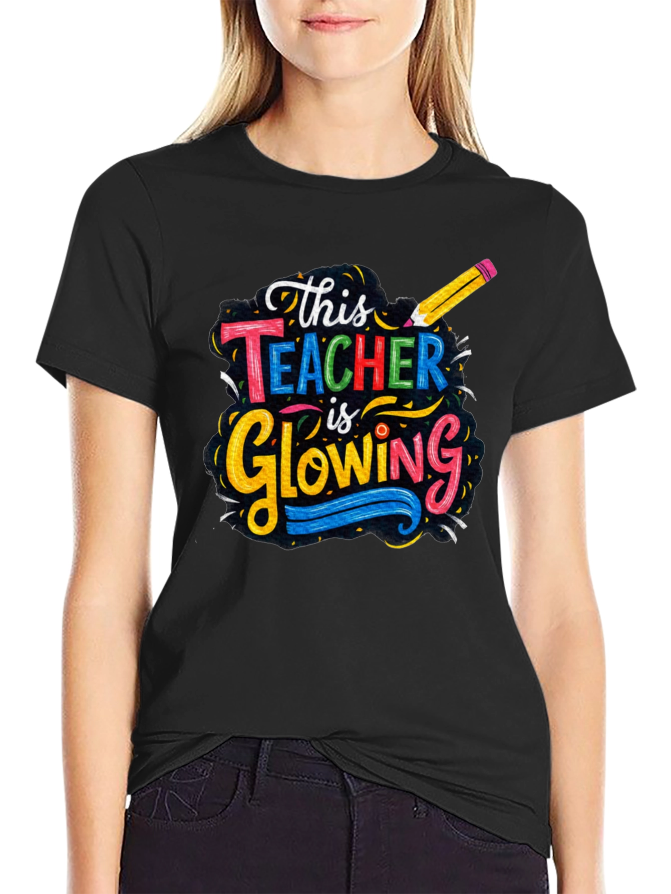 Glowing Teacher Graphic T-Shirt