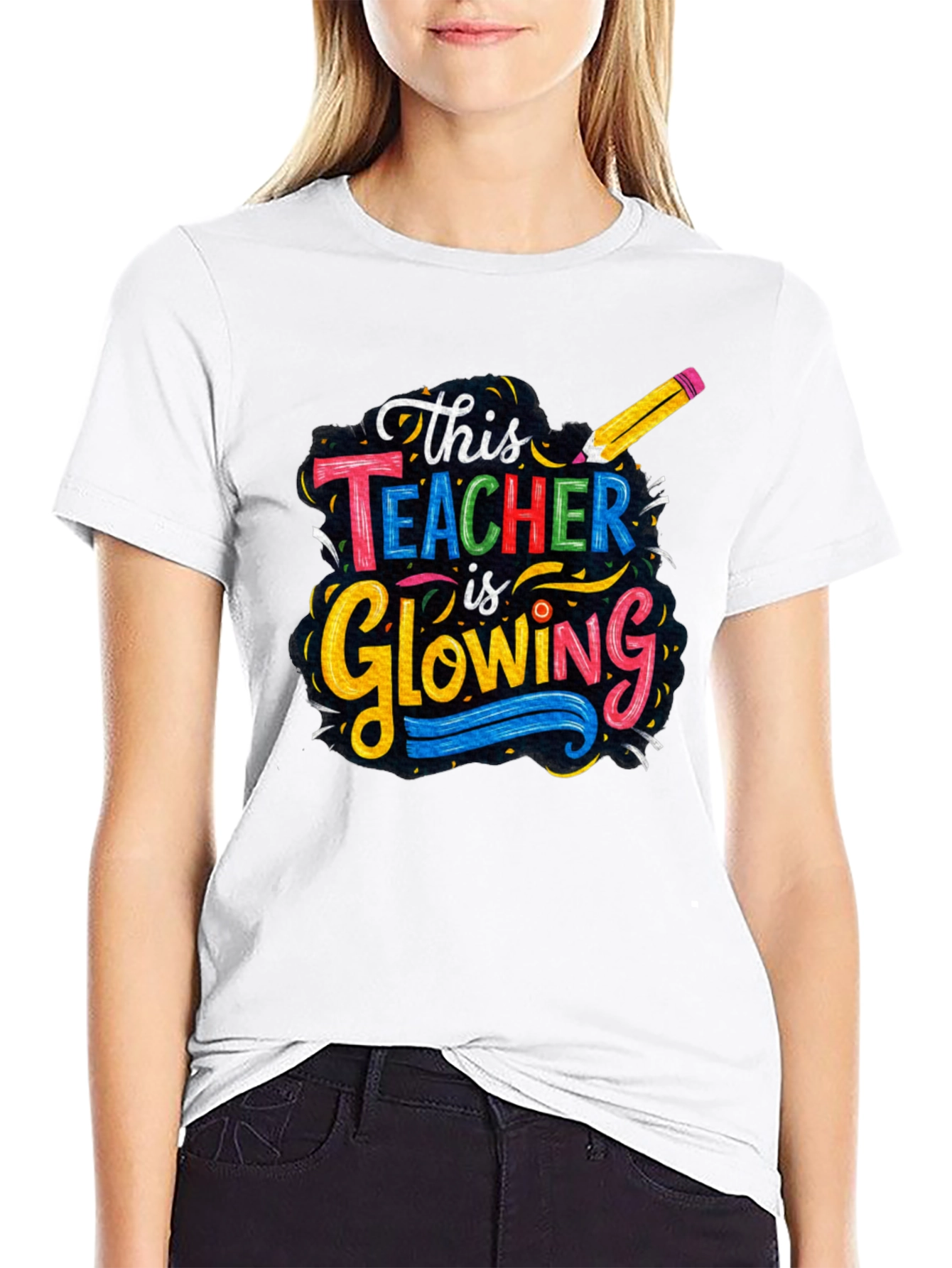Glowing Teacher Graphic T-Shirt