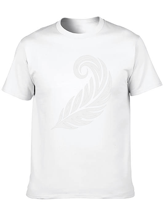 Stylish Feather Graphic Tee - Black