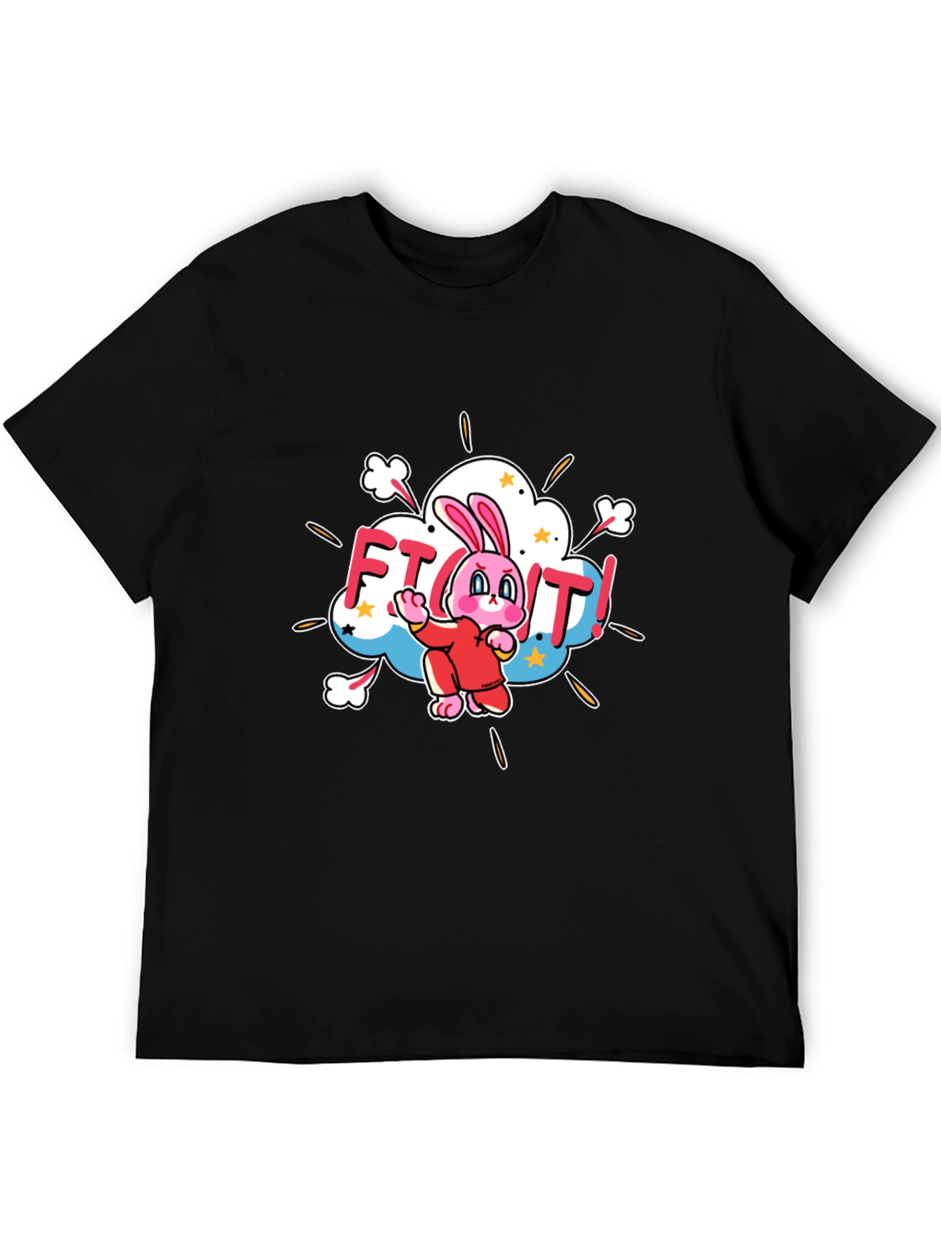 Fight! Bunny T-Shirt - Black Cotton Tee