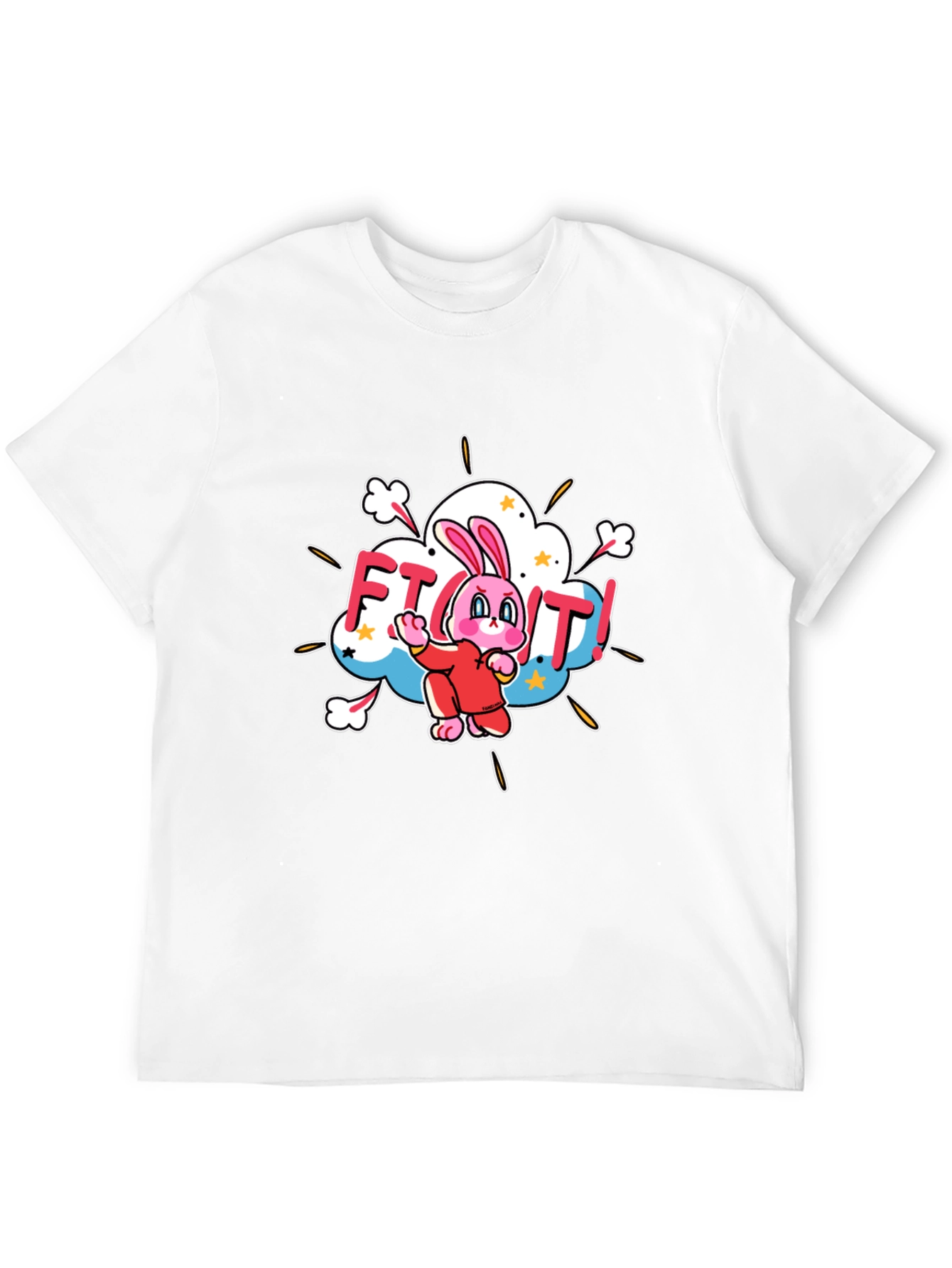 Fight! Bunny T-Shirt - Black Cotton Tee