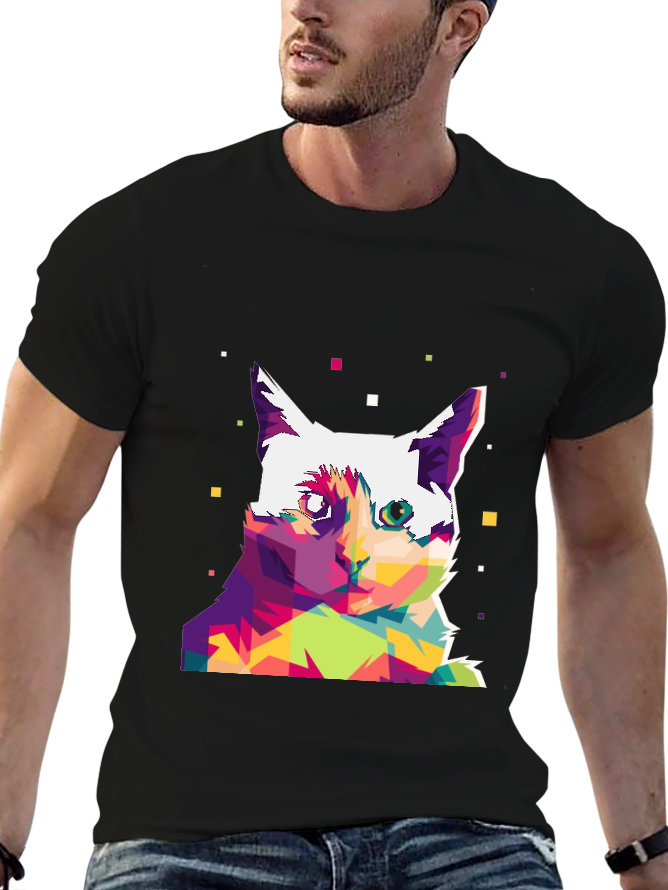 Abstract Cat Art Graphic Tee