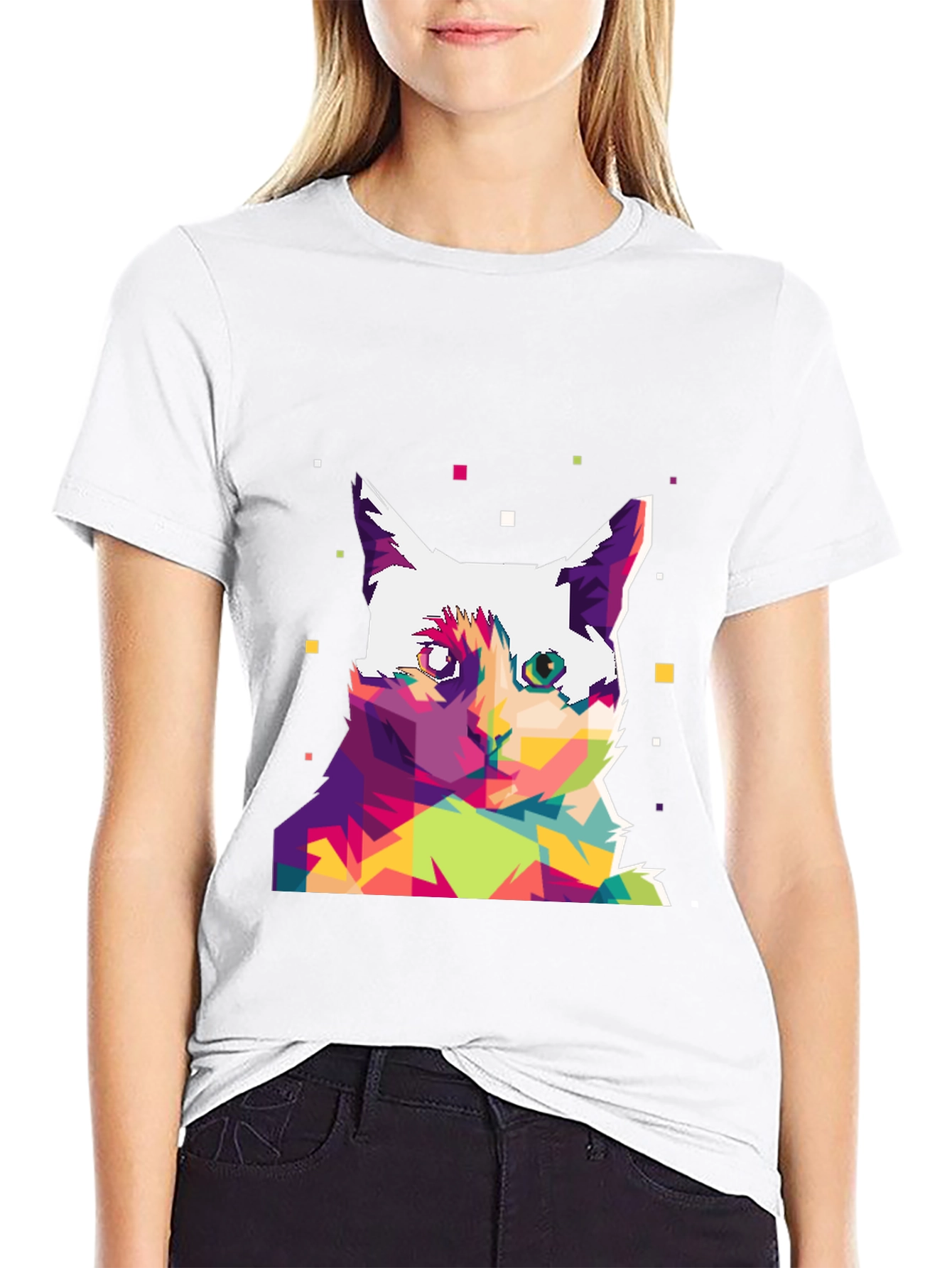 Abstract Cat Art Graphic Tee