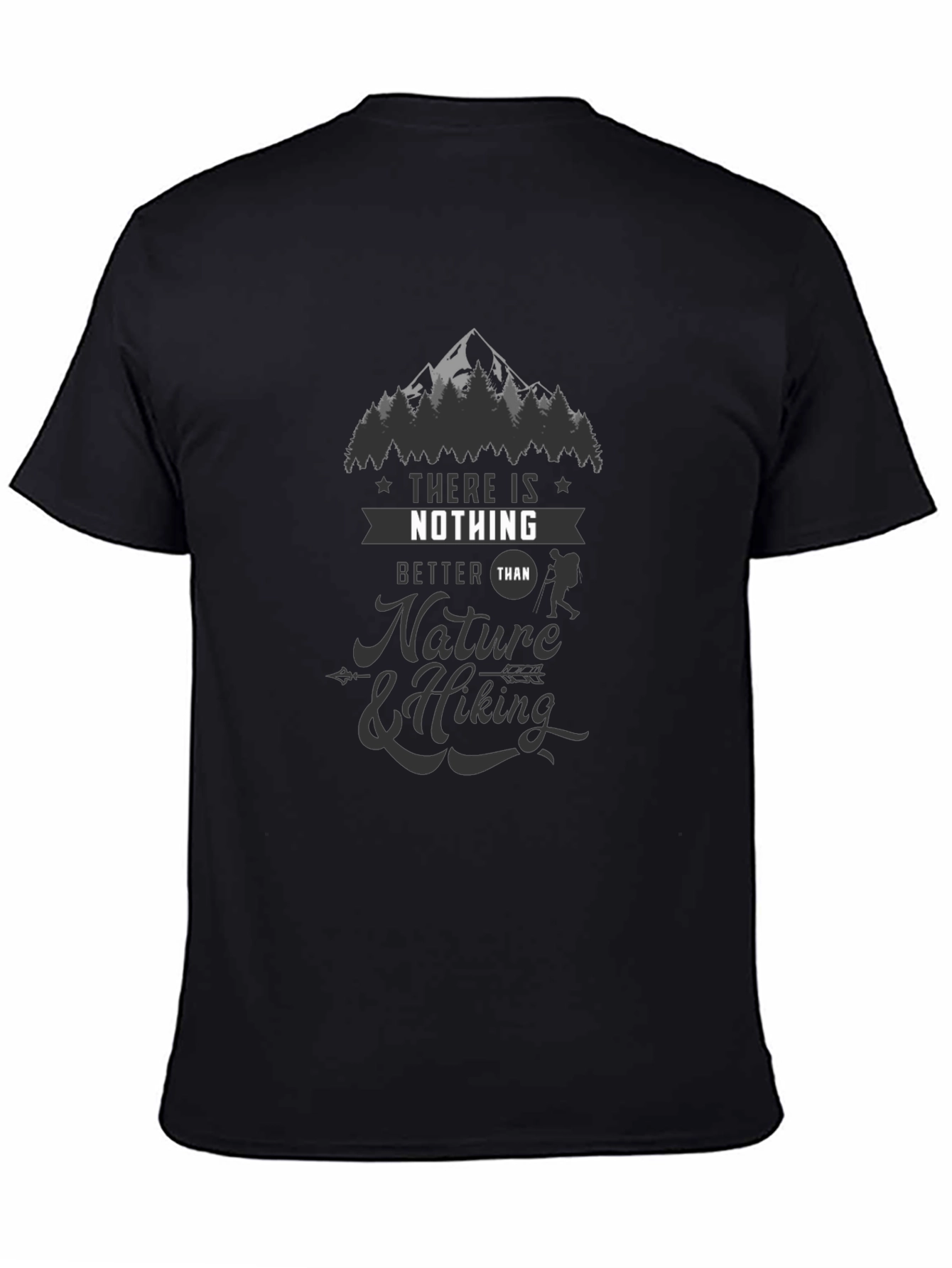 Nature & Hiking Graphic Tee - Black Casual T-Shirt