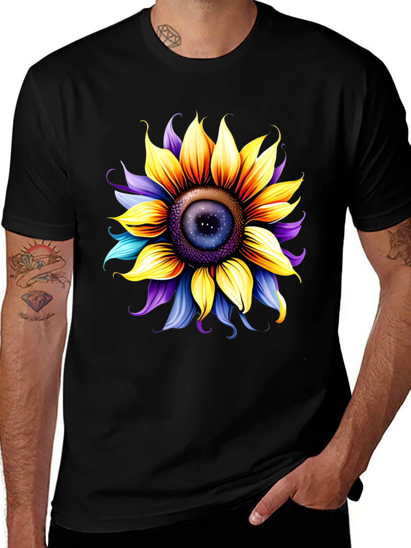 Sunflower Galaxy Graphic Tee - Unique Space Design
