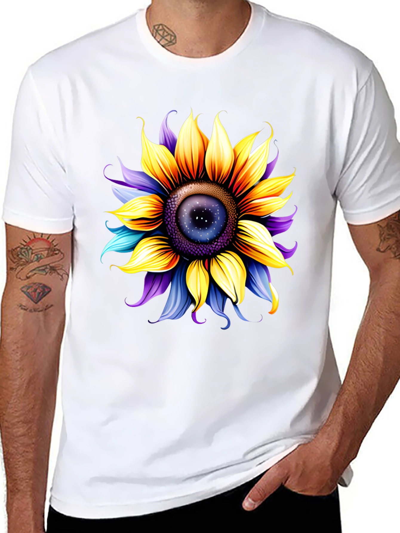 Sunflower Galaxy Graphic Tee - Unique Space Design