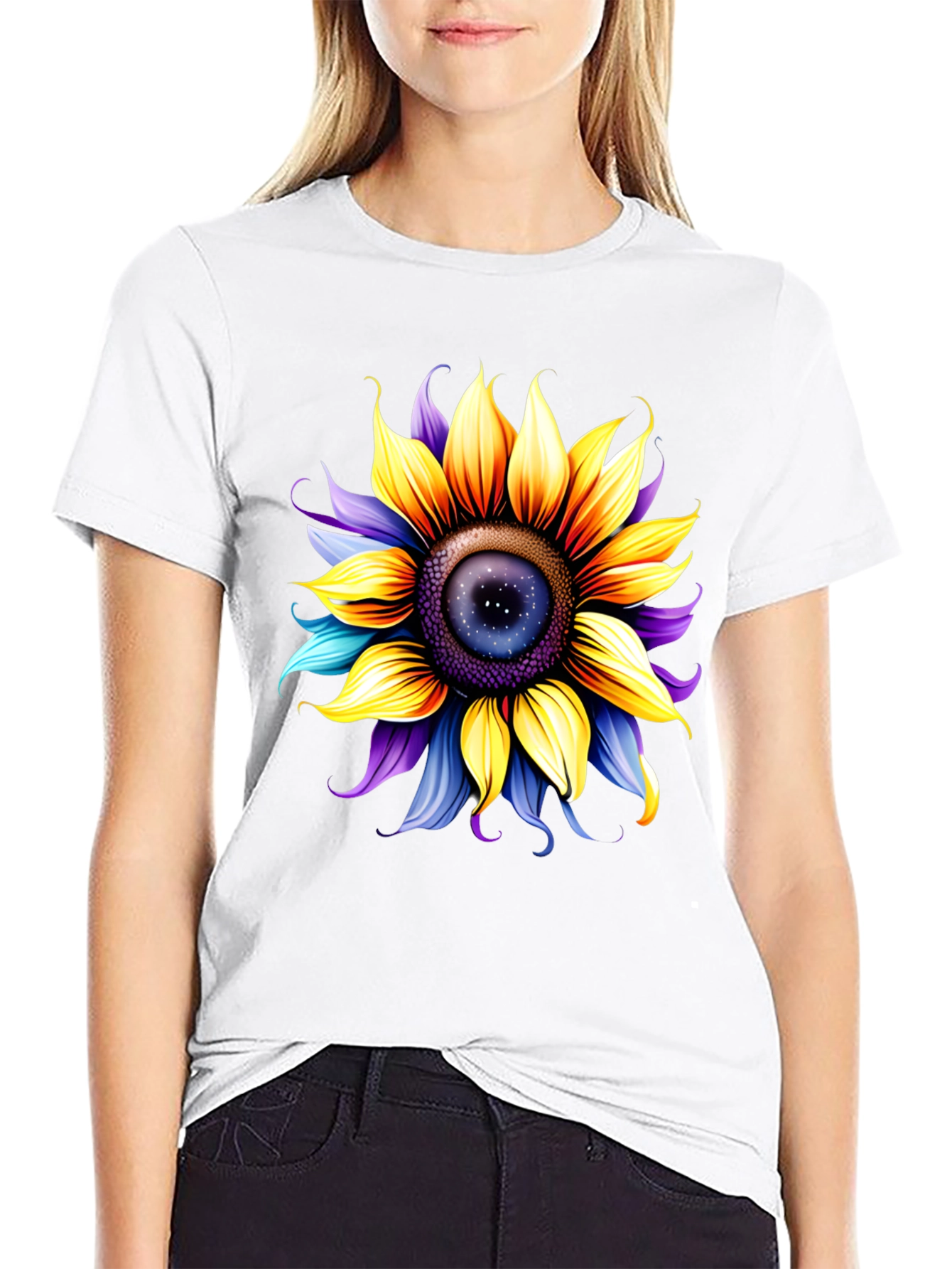 Sunflower Galaxy Graphic Tee - Unique Space Design