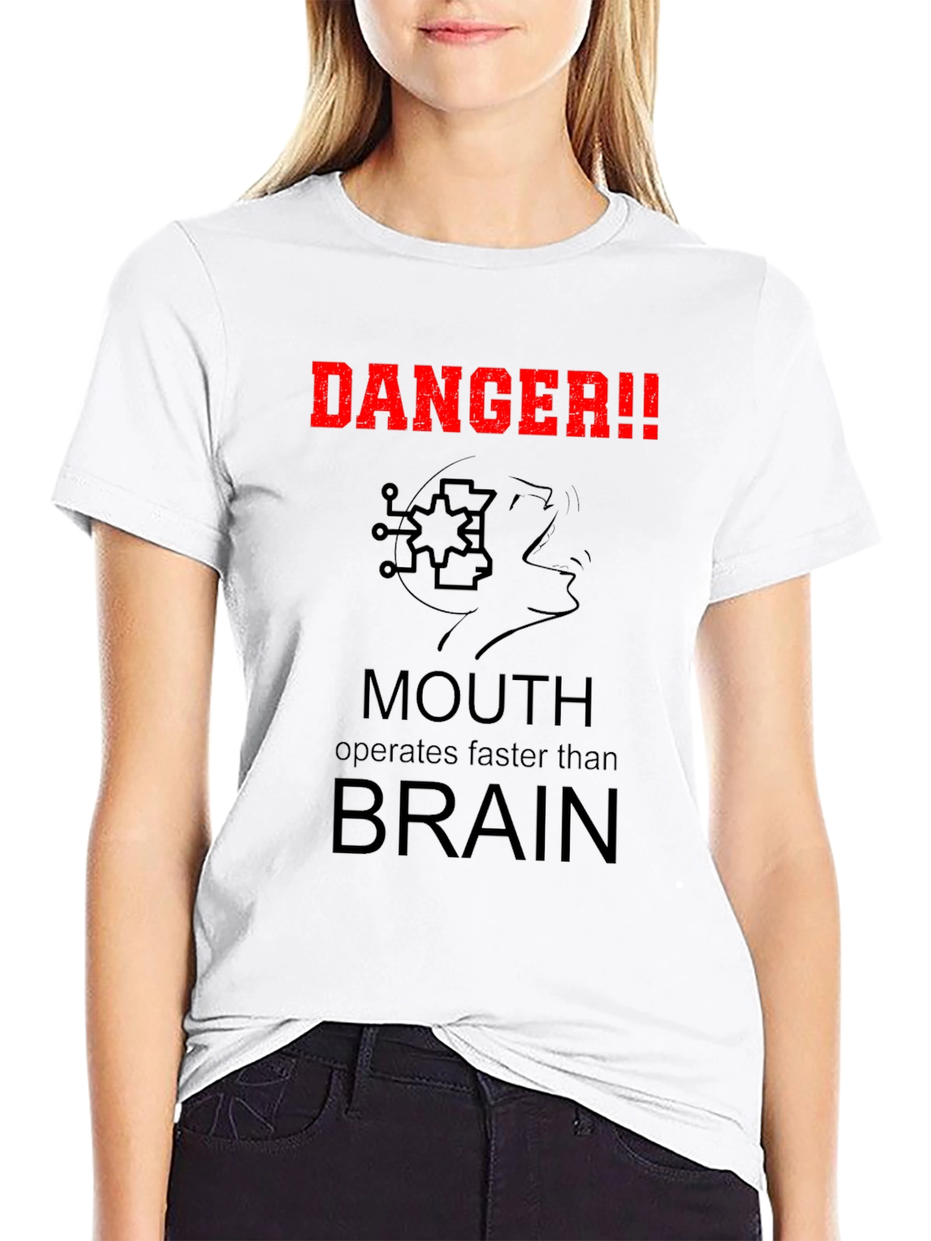 Danger!! Mouth Operates Faster Than Brain Humor T-Shirt