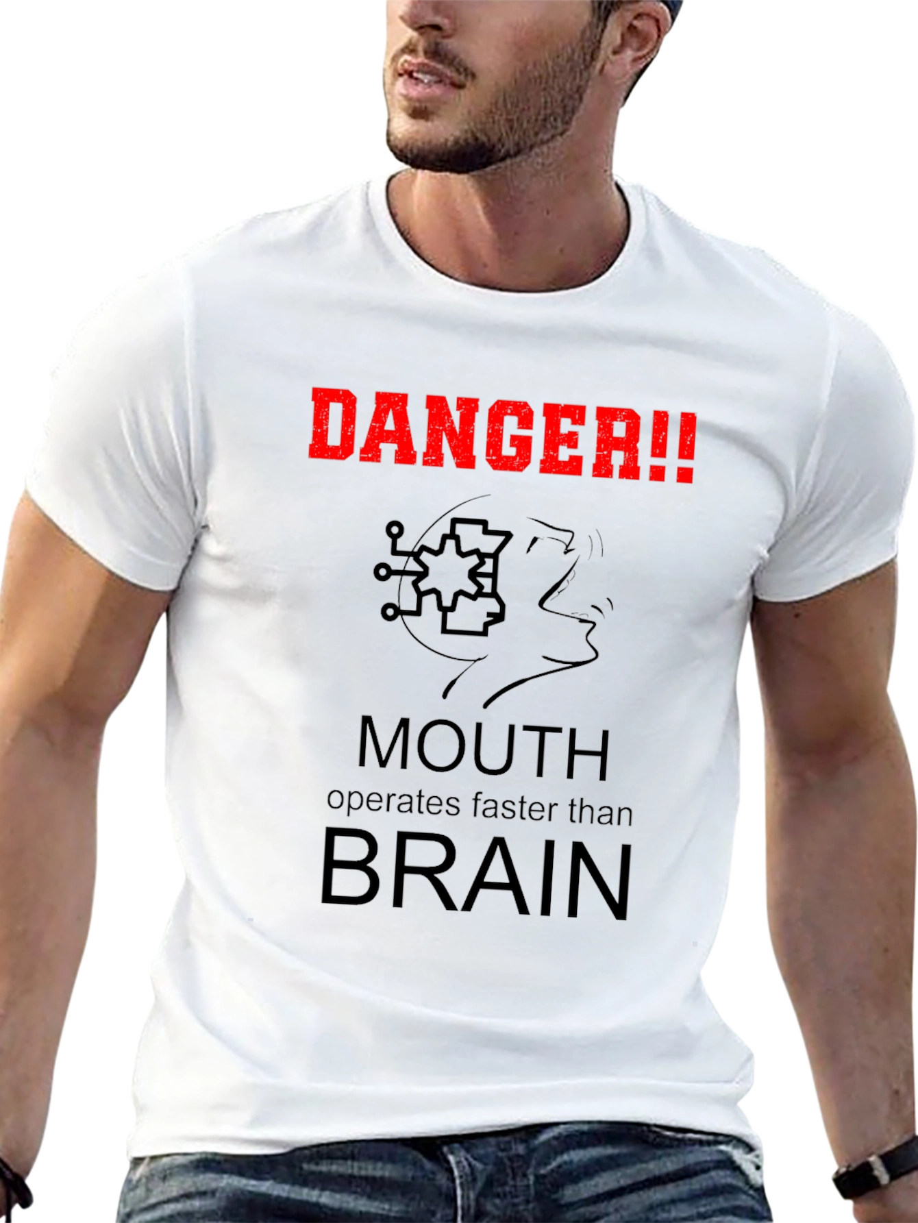 Danger!! Mouth Operates Faster Than Brain Humor T-Shirt