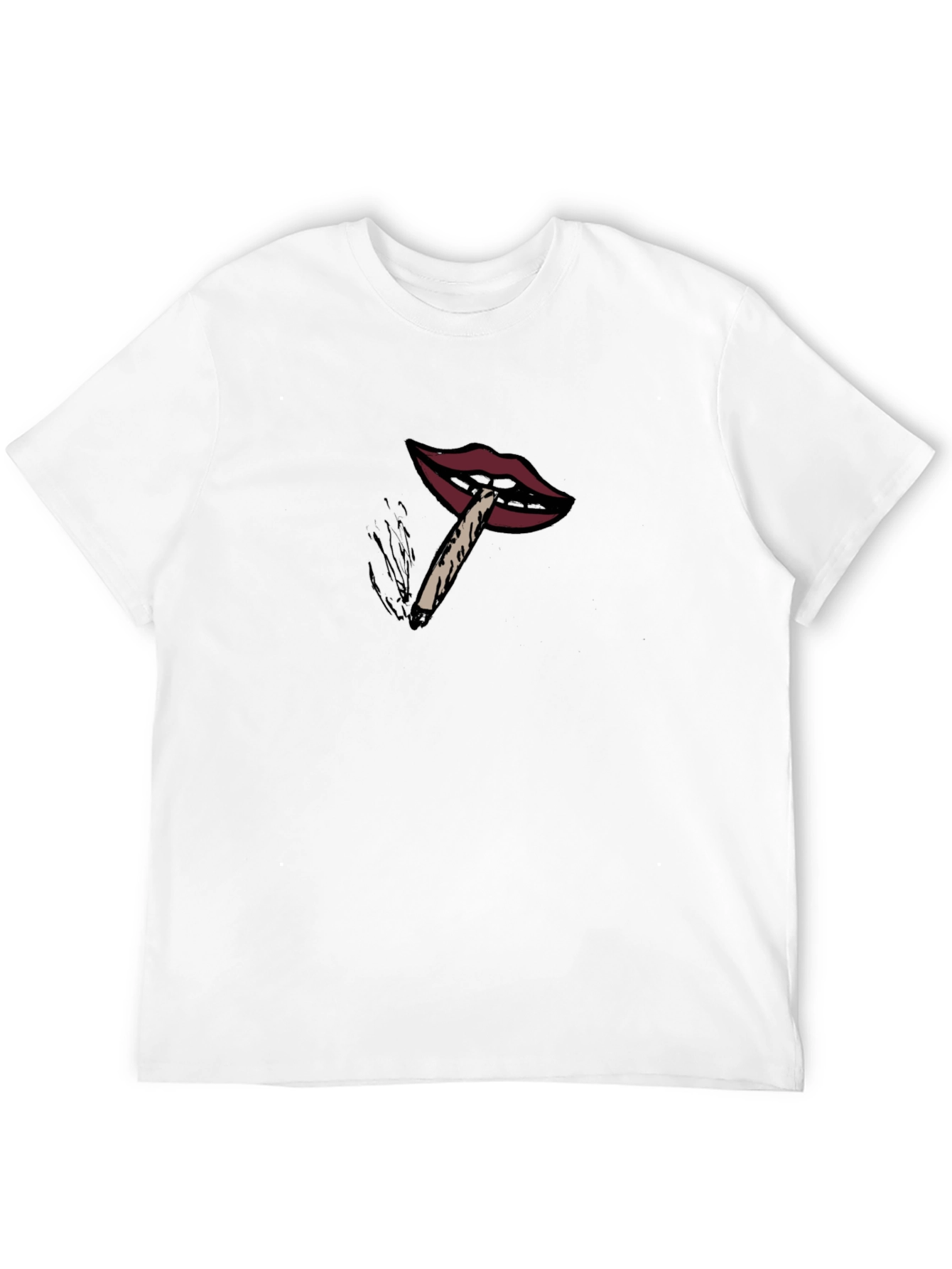 Lips Smoking Joint Graphic T-Shirt