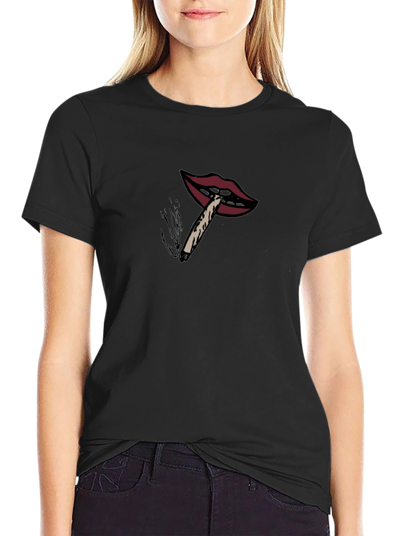 Lips Smoking Joint Graphic T-Shirt
