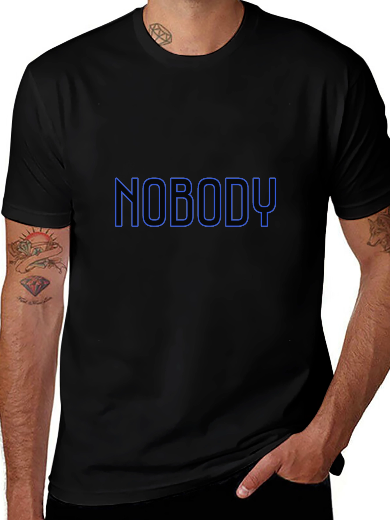 Nobody T-Shirt - Black Crew Neck Tee