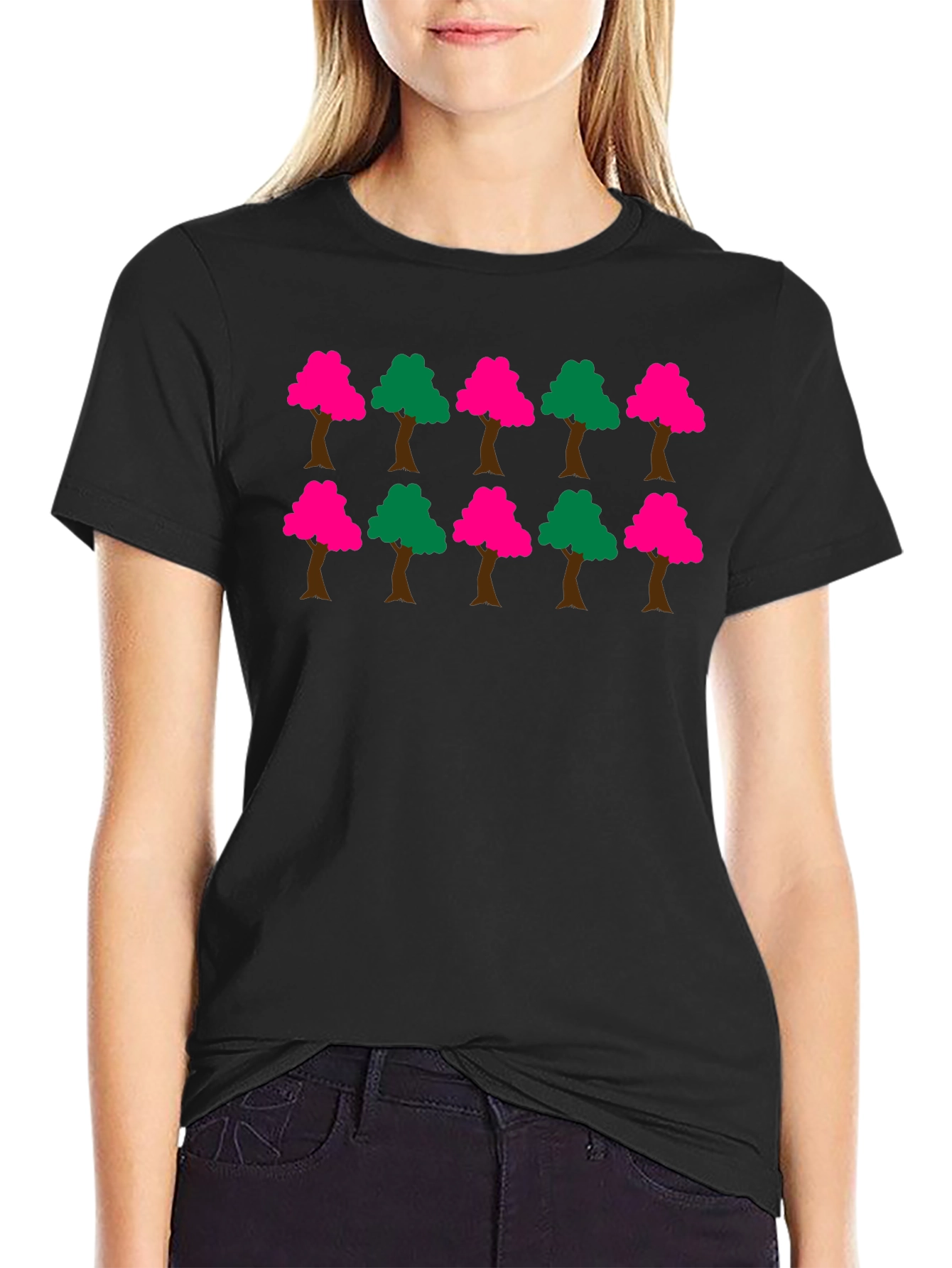 Funky Tree Pattern Black T-Shirt