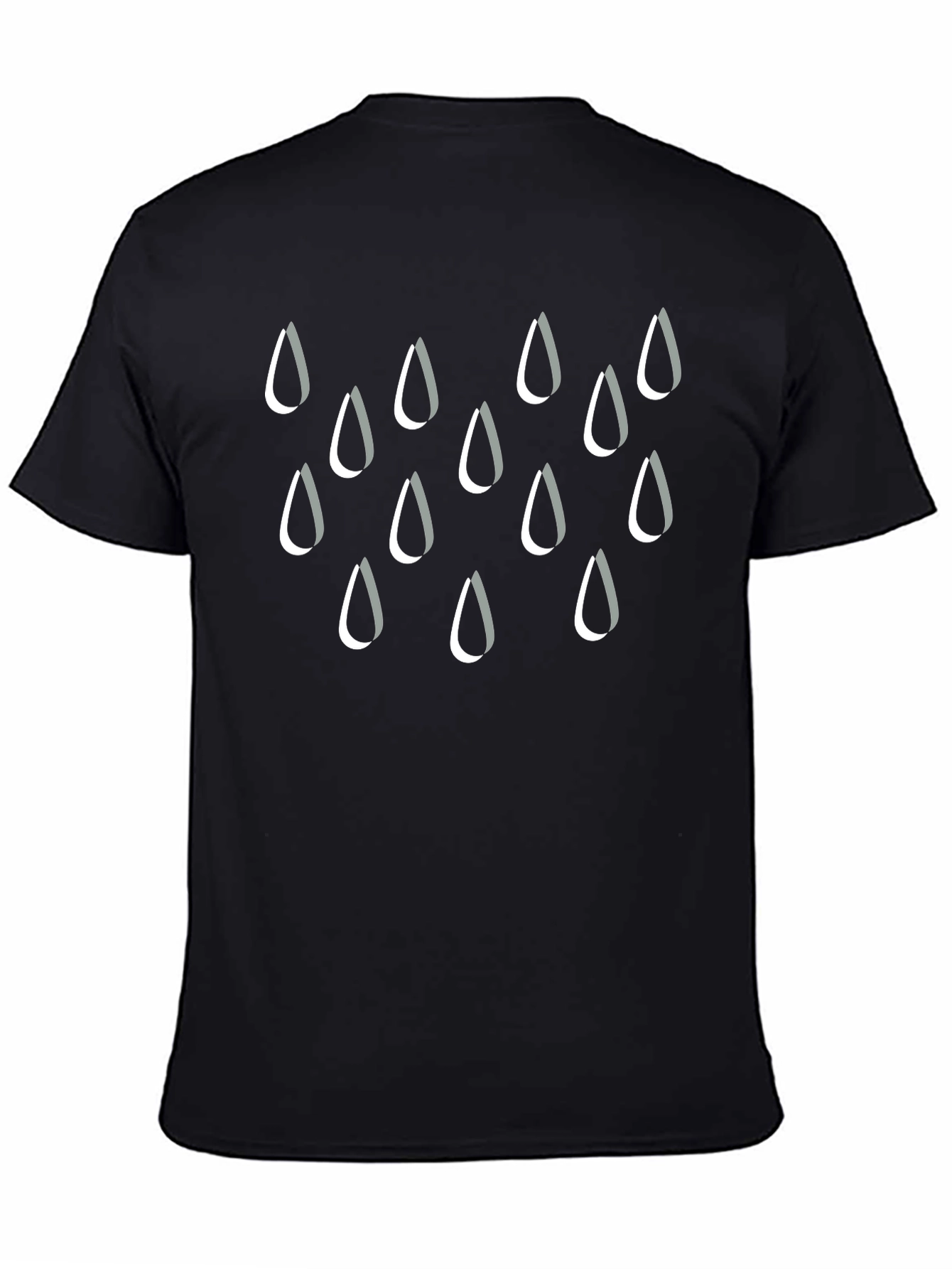 Rain Drops Crew Neck T-Shirt - Stylish Black Tee