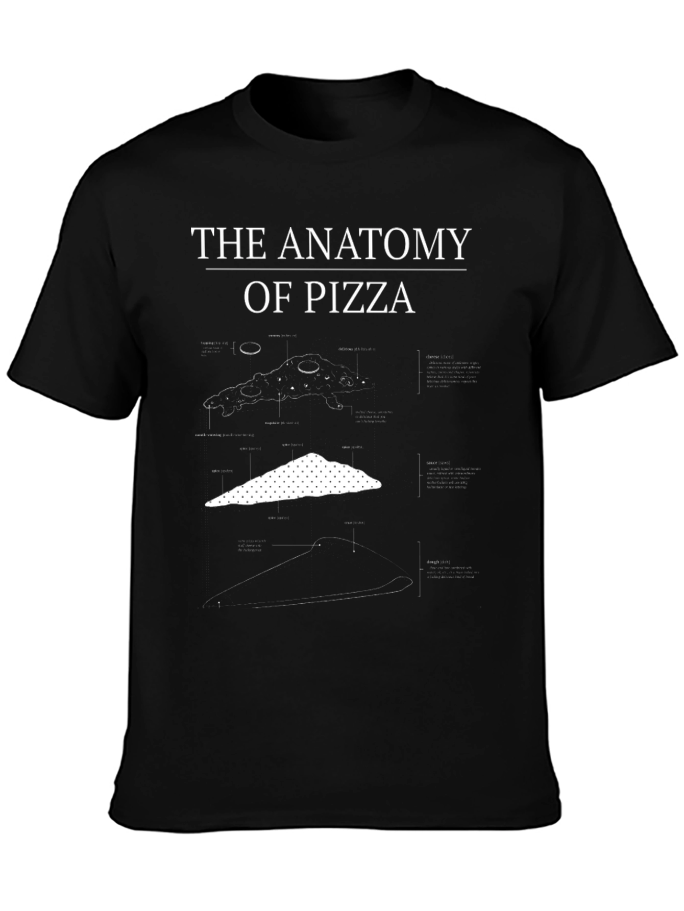 Anatomy of Pizza Graphic T-Shirt - Unisex Crew Neck