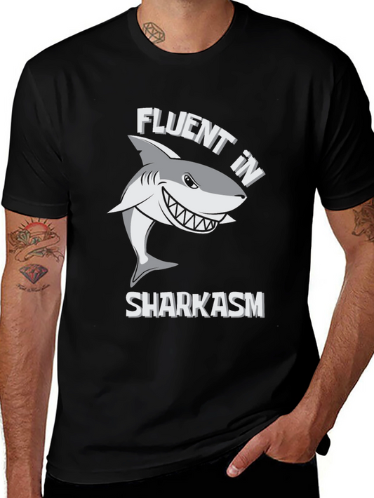 Fluent in Sharkasm Graphic Tee - Funny Shark Design