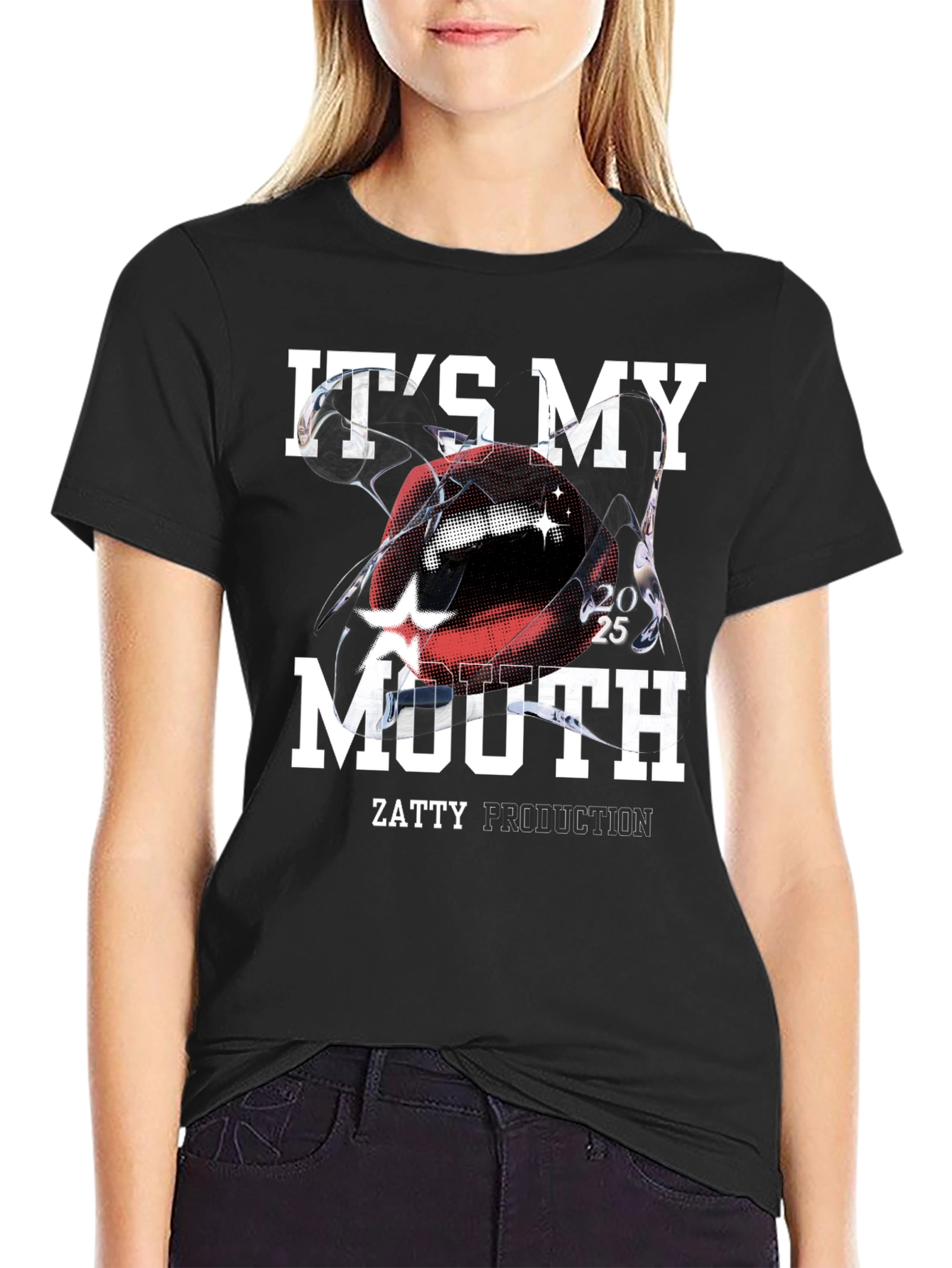 Its My Mouth Black Graphic Tee