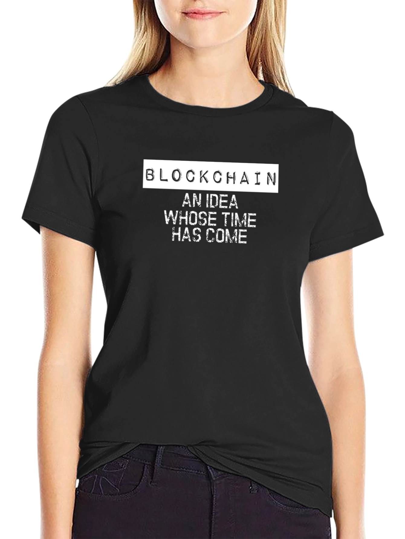 Blockchain Idea Graphic Tee - Black Cotton