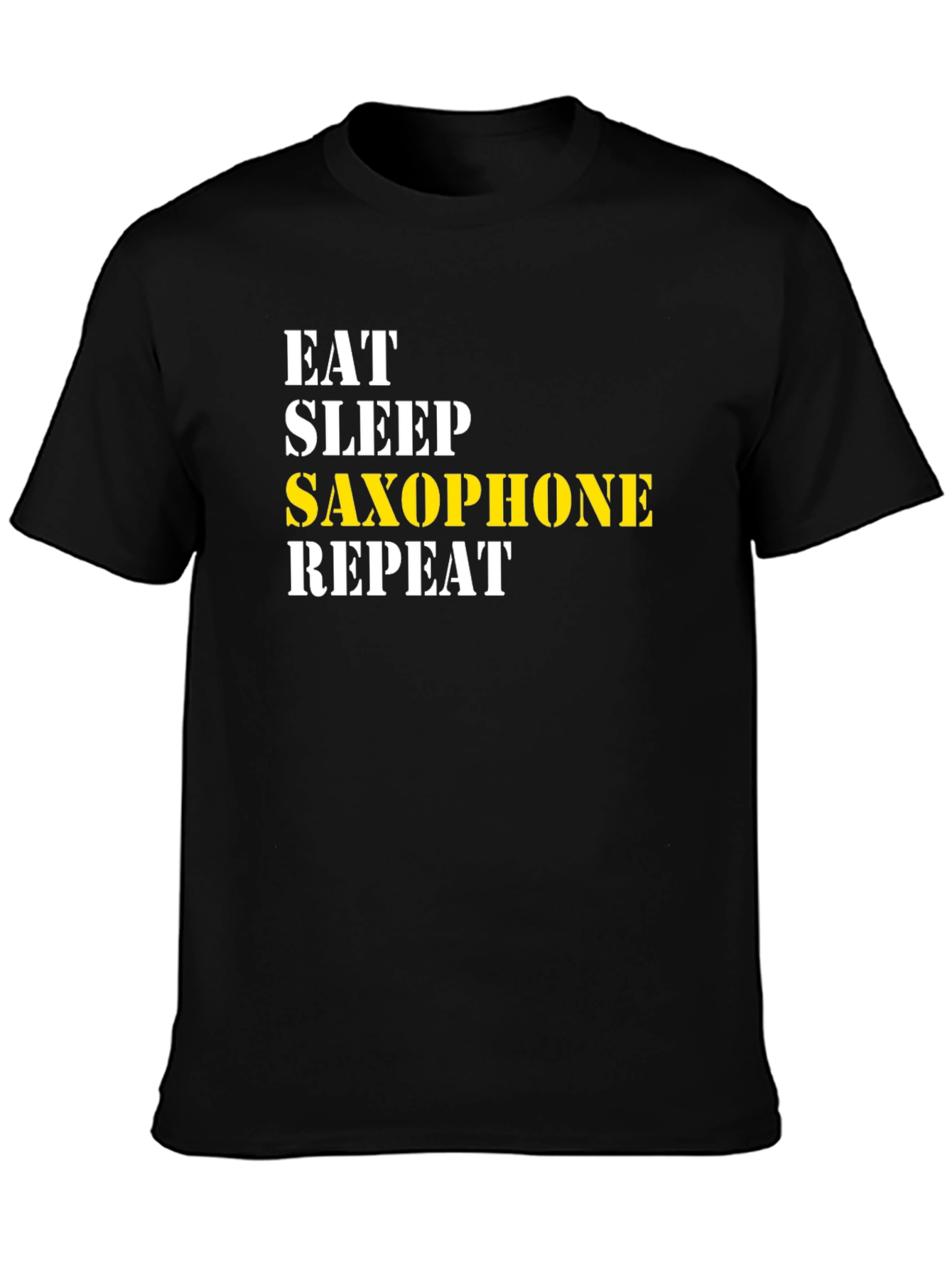 Eat Sleep Saxophone Repeat Black Graphic T-Shirt