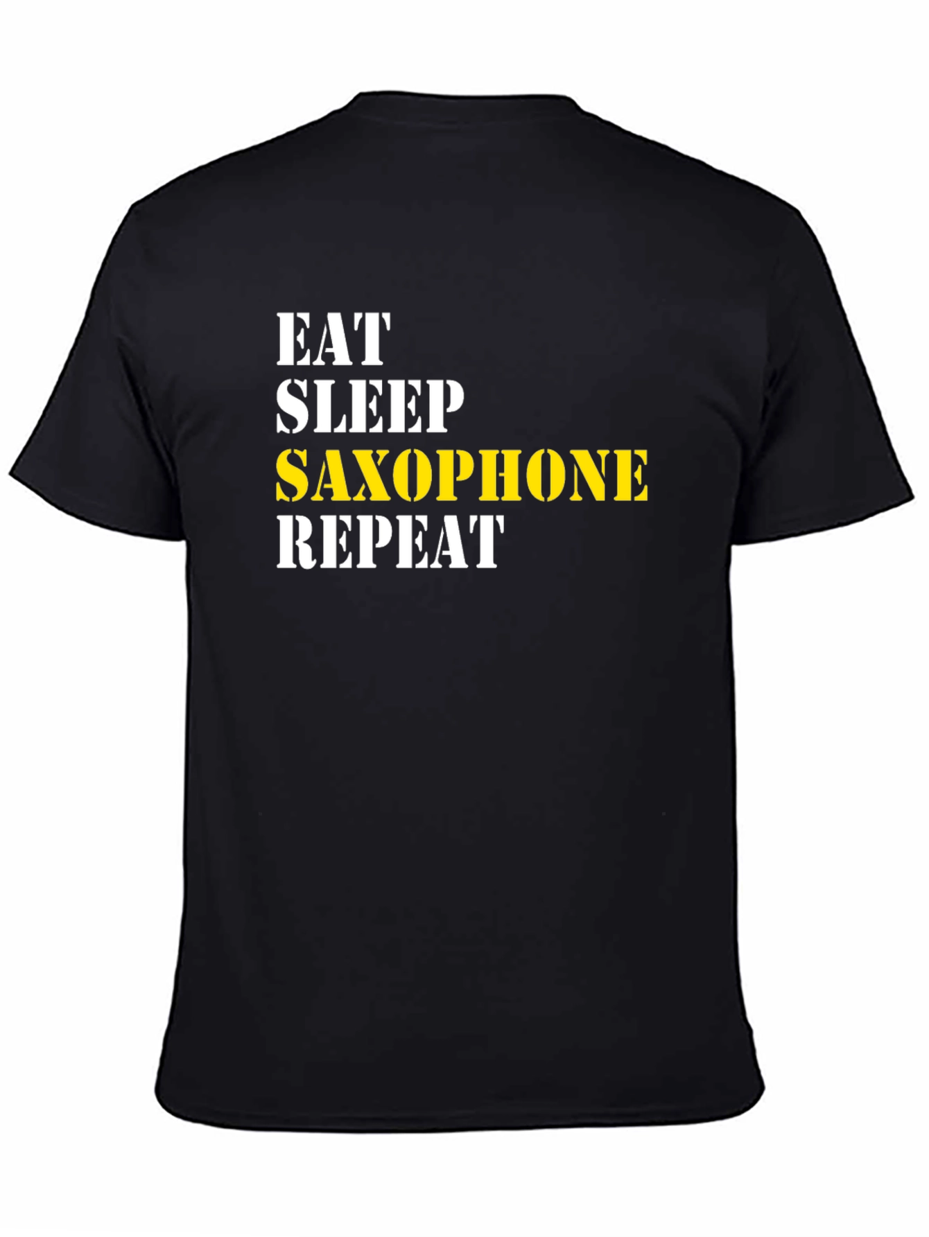 Eat Sleep Saxophone Repeat Black Graphic T-Shirt