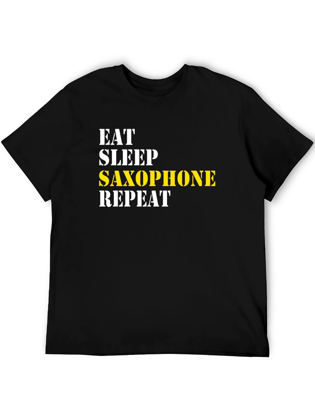 Eat Sleep Saxophone Repeat Black Graphic T-Shirt