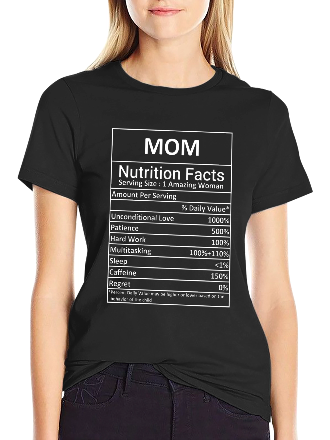 Mom Nutrition Facts Black T-Shirt