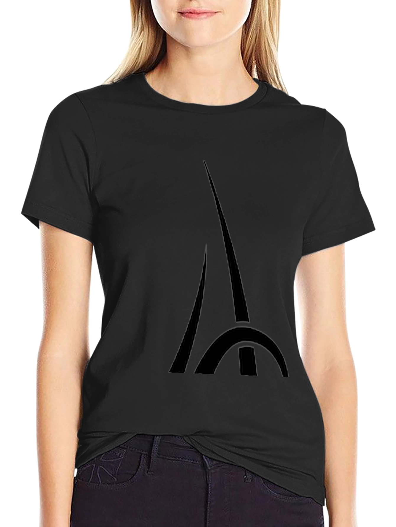 Mens Black Eiffel Tower Graphic T-Shirt