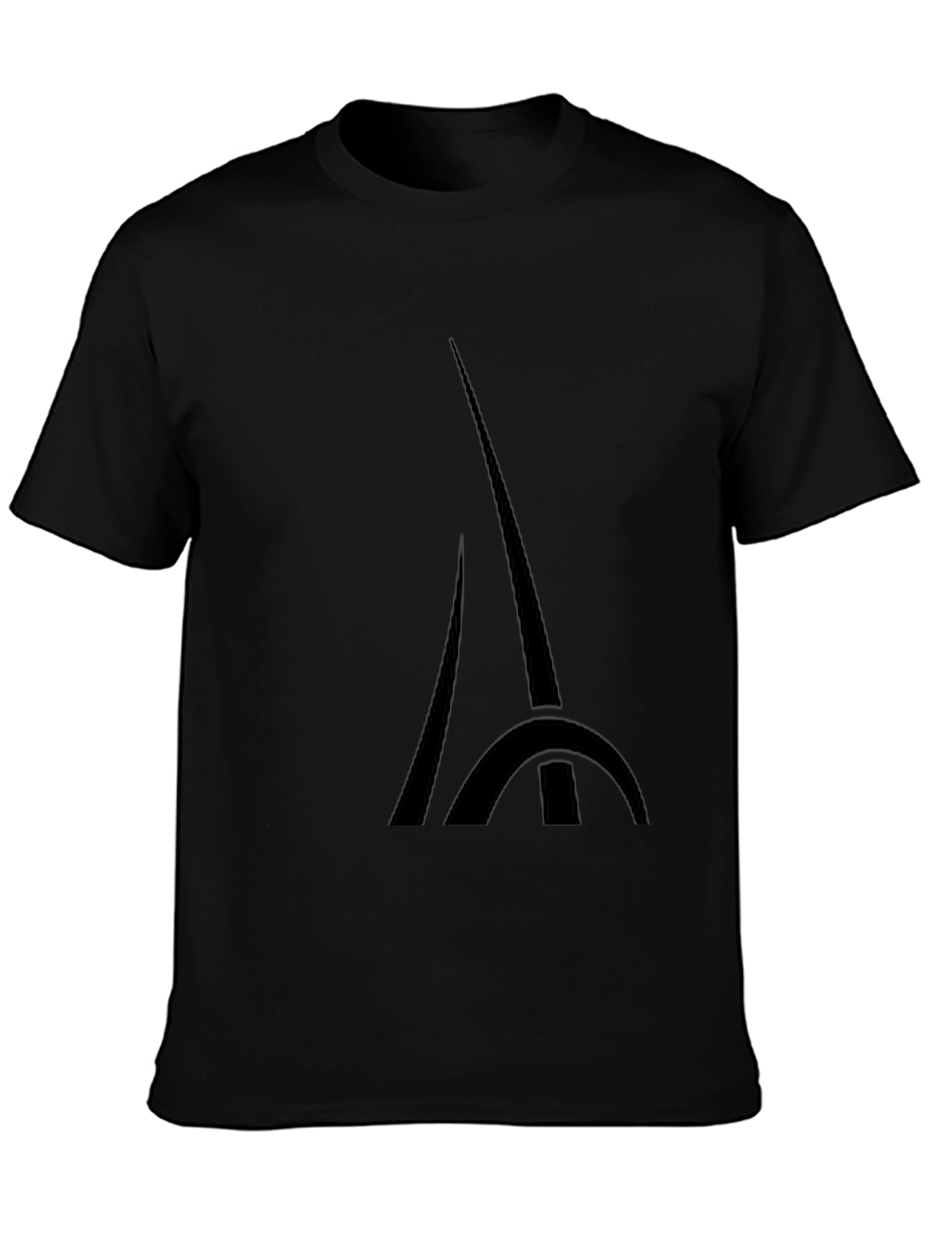 Mens Black Eiffel Tower Graphic T-Shirt