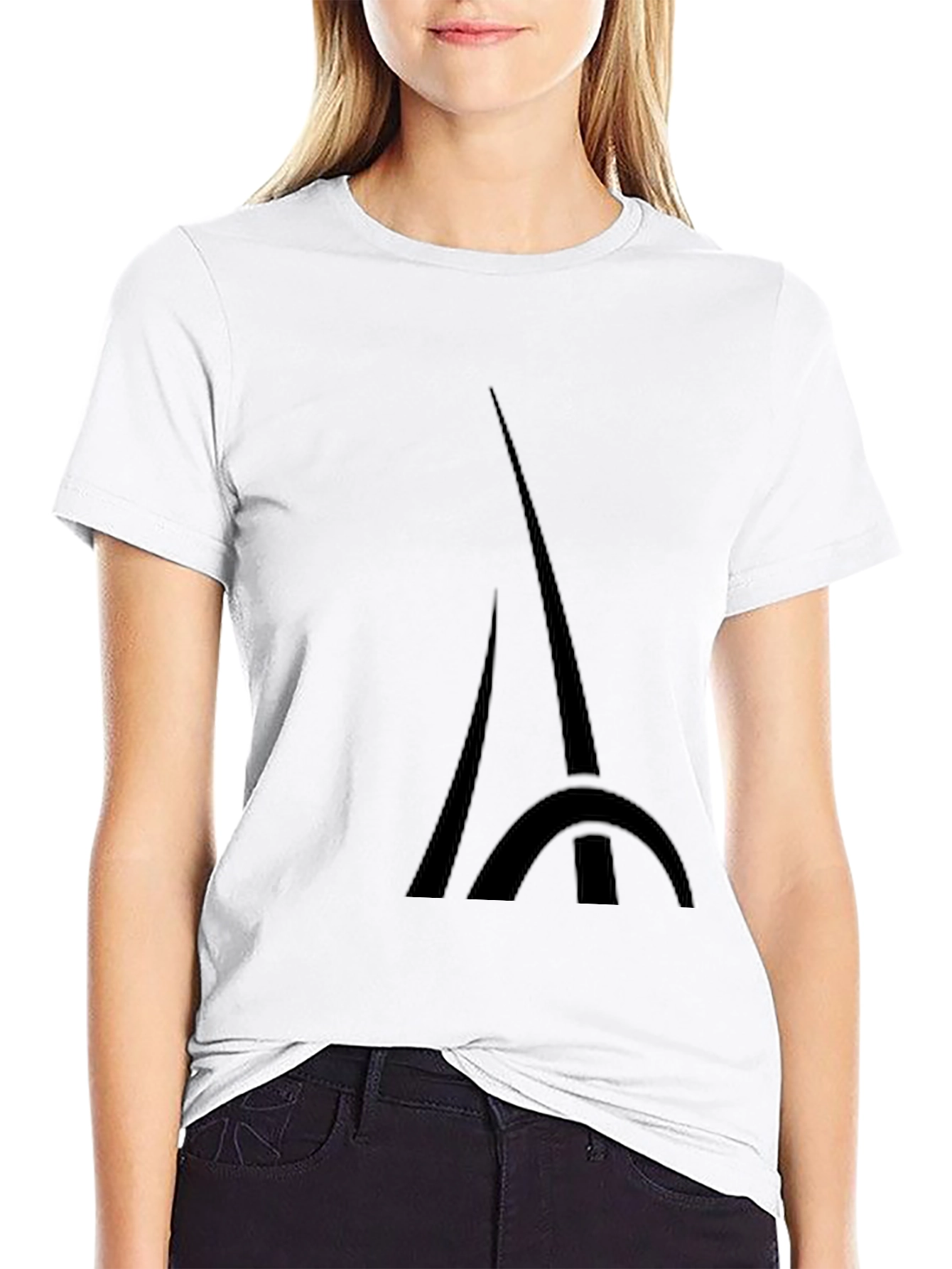 Mens Black Eiffel Tower Graphic T-Shirt