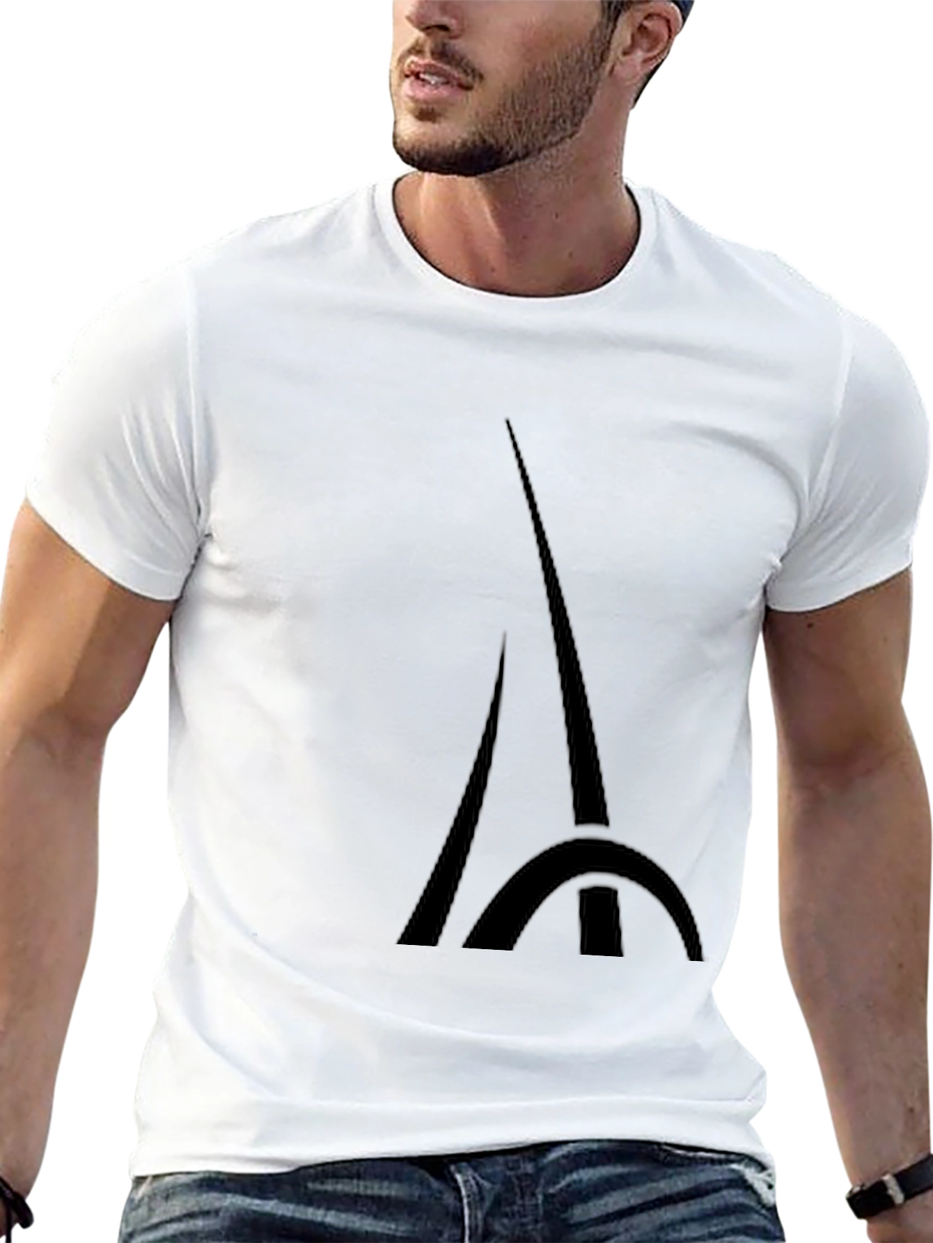 Mens Black Eiffel Tower Graphic T-Shirt