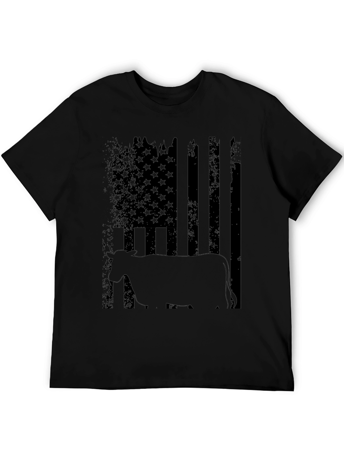 Distressed American Flag Cow Graphic Tee